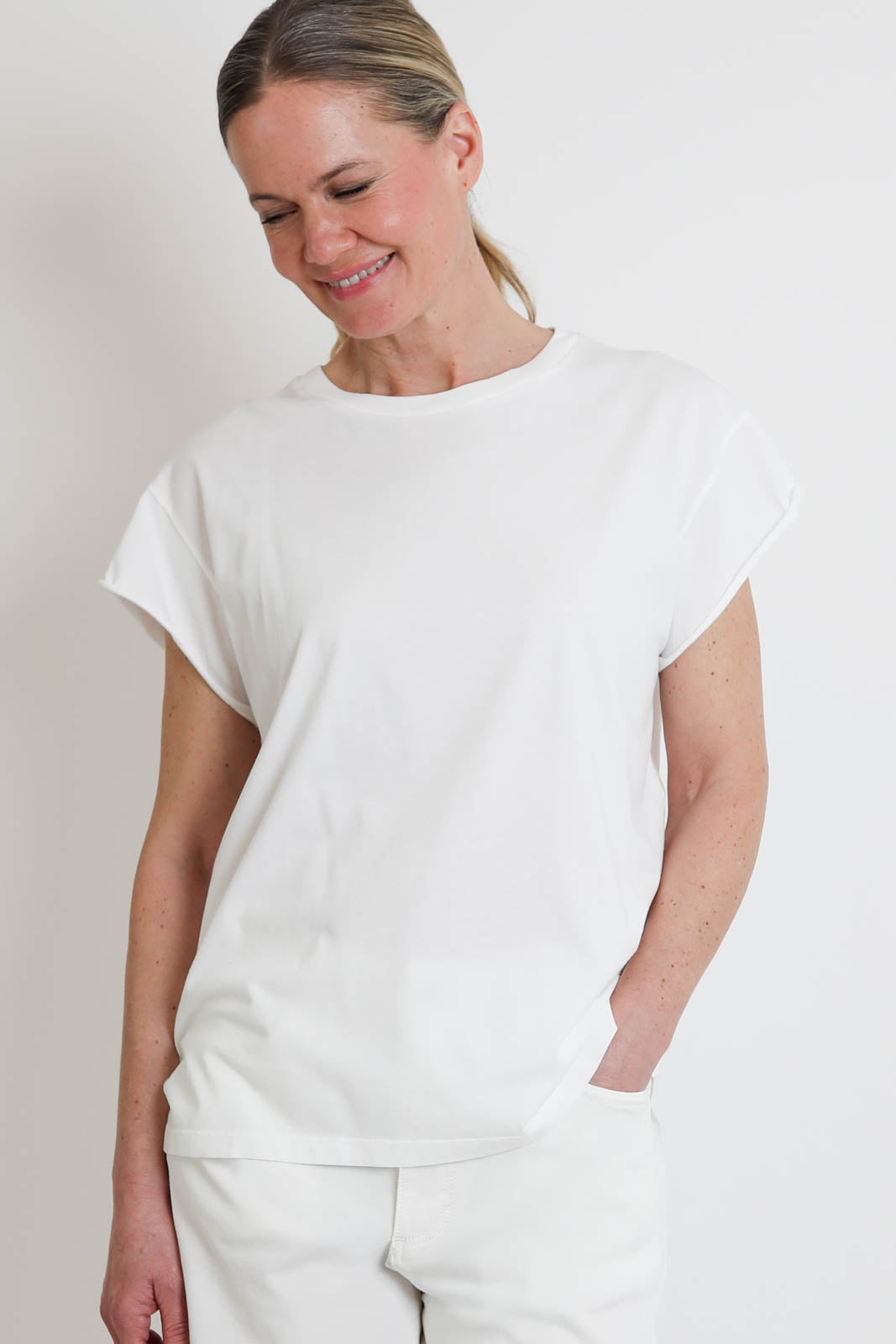 Bowery, White Crew-Neck T-Shirt