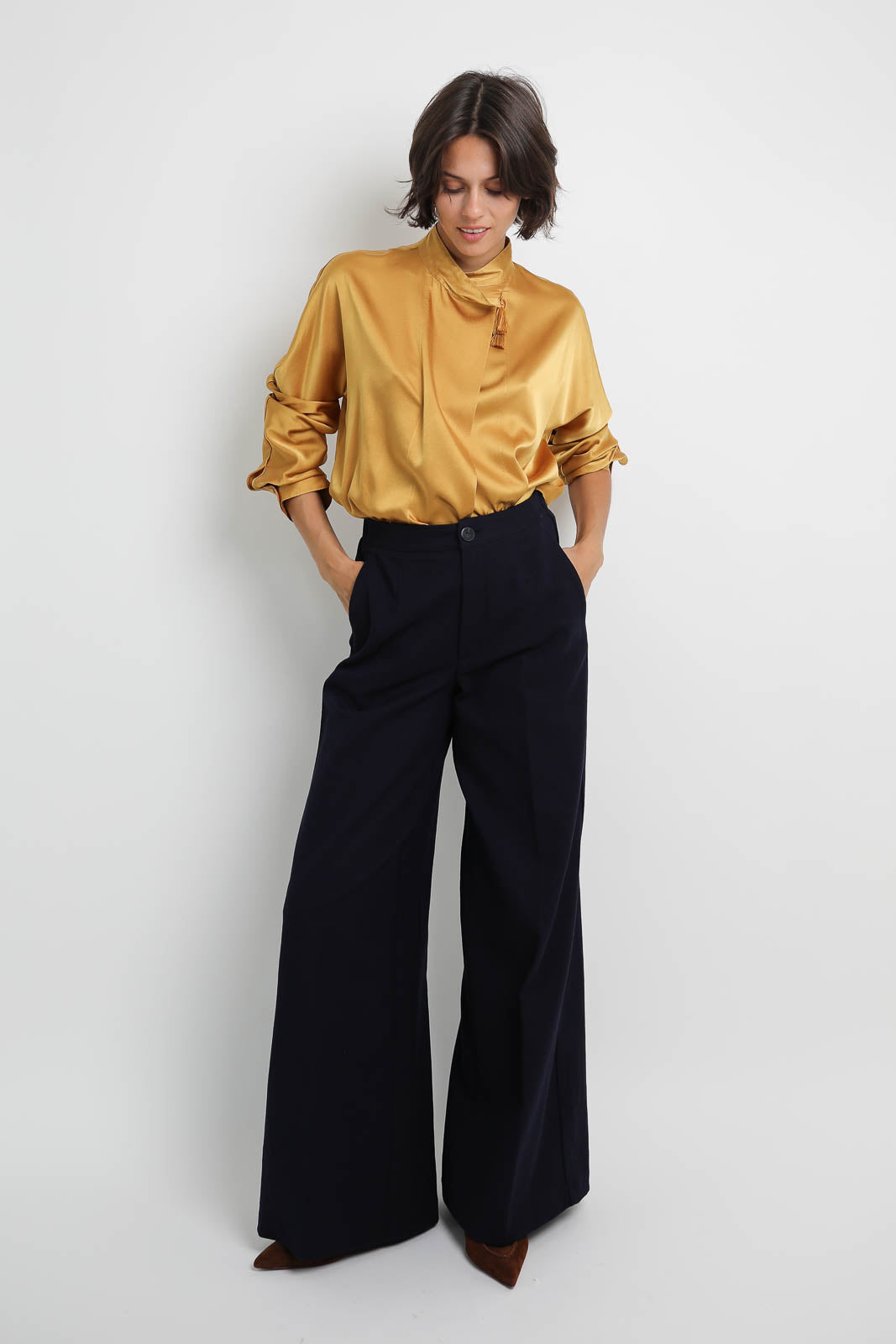 Forte-Forte Kimono-Bluse aus Seide in Ambra