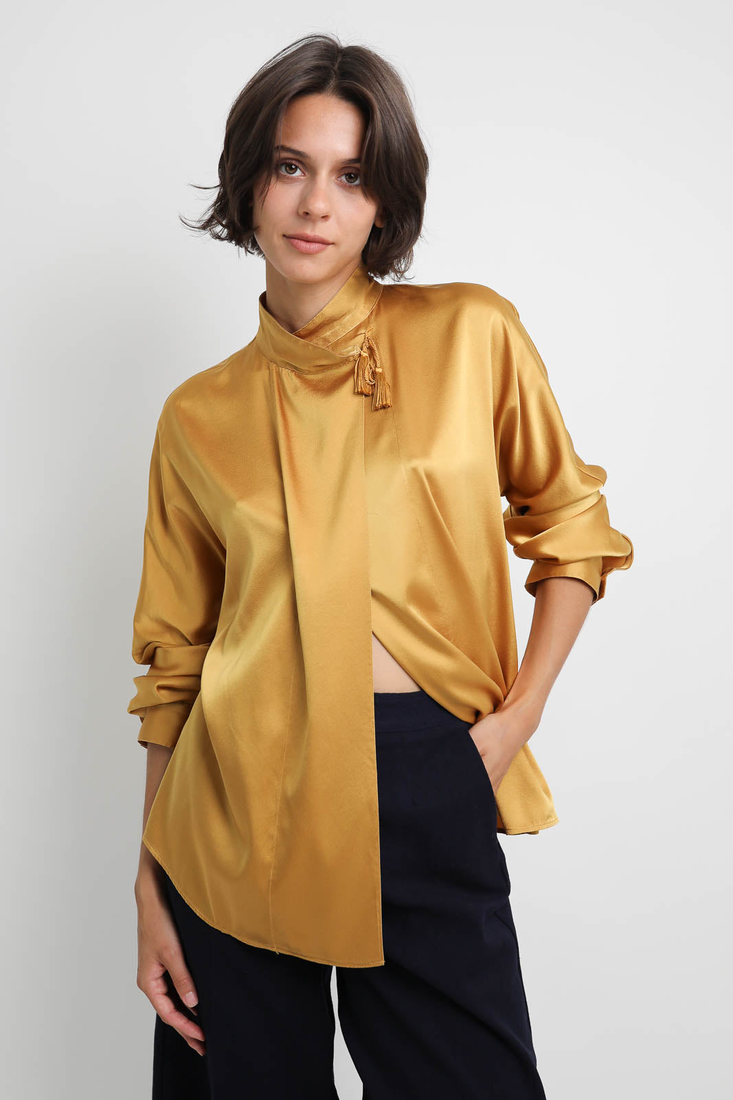 Forte-Forte Kimono-Bluse aus Seide in Ambra