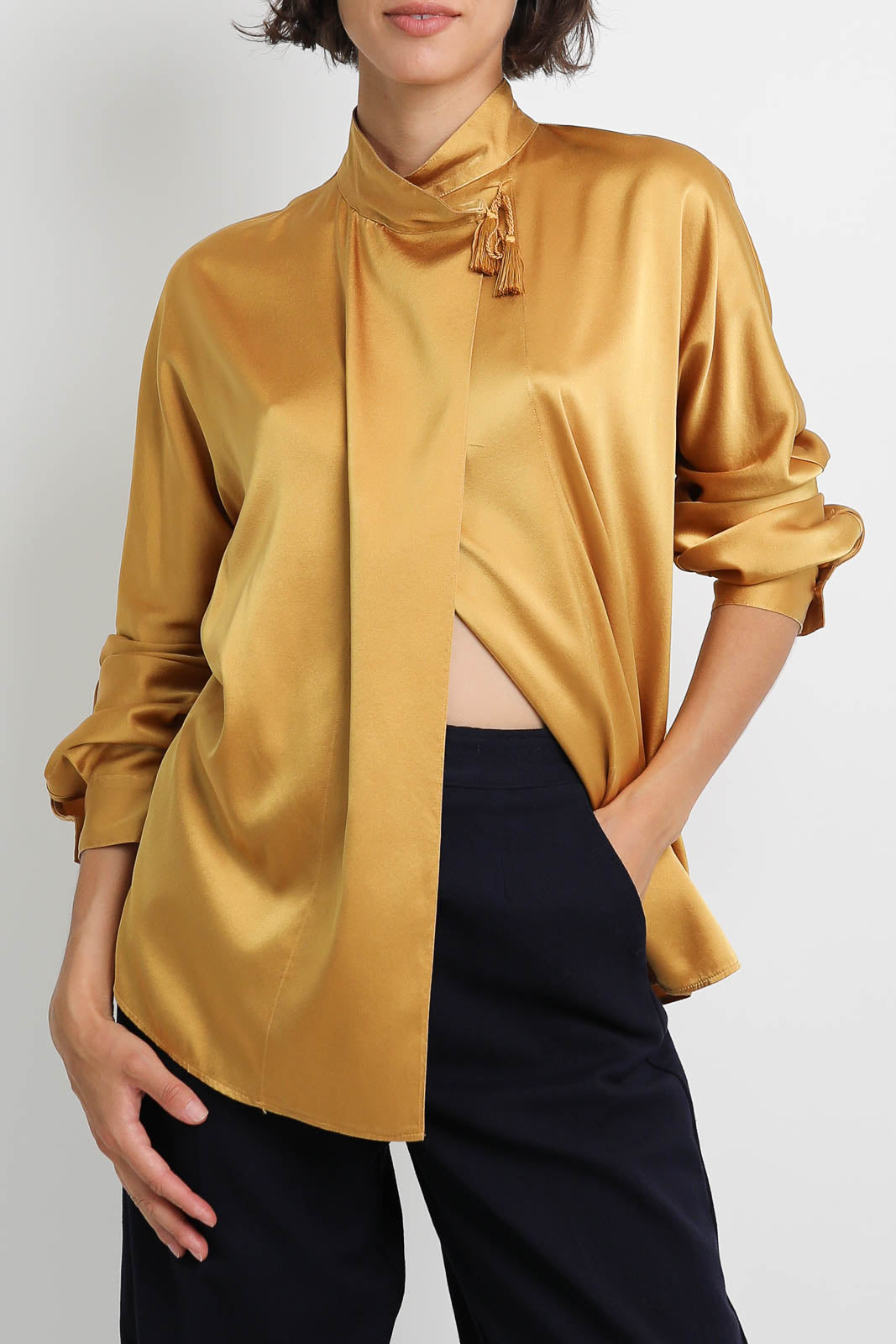Forte-Forte Kimono-Bluse aus Seide in Ambra