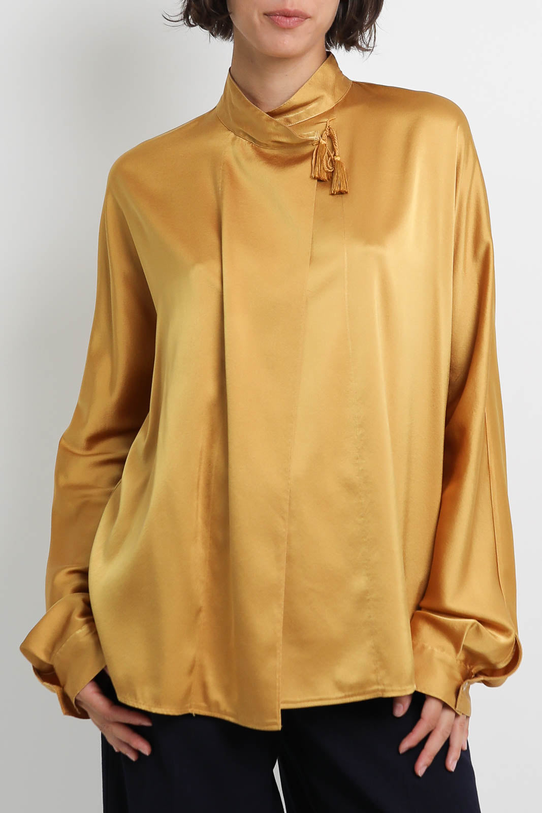 Forte-Forte Kimono-Bluse aus Seide in Ambra