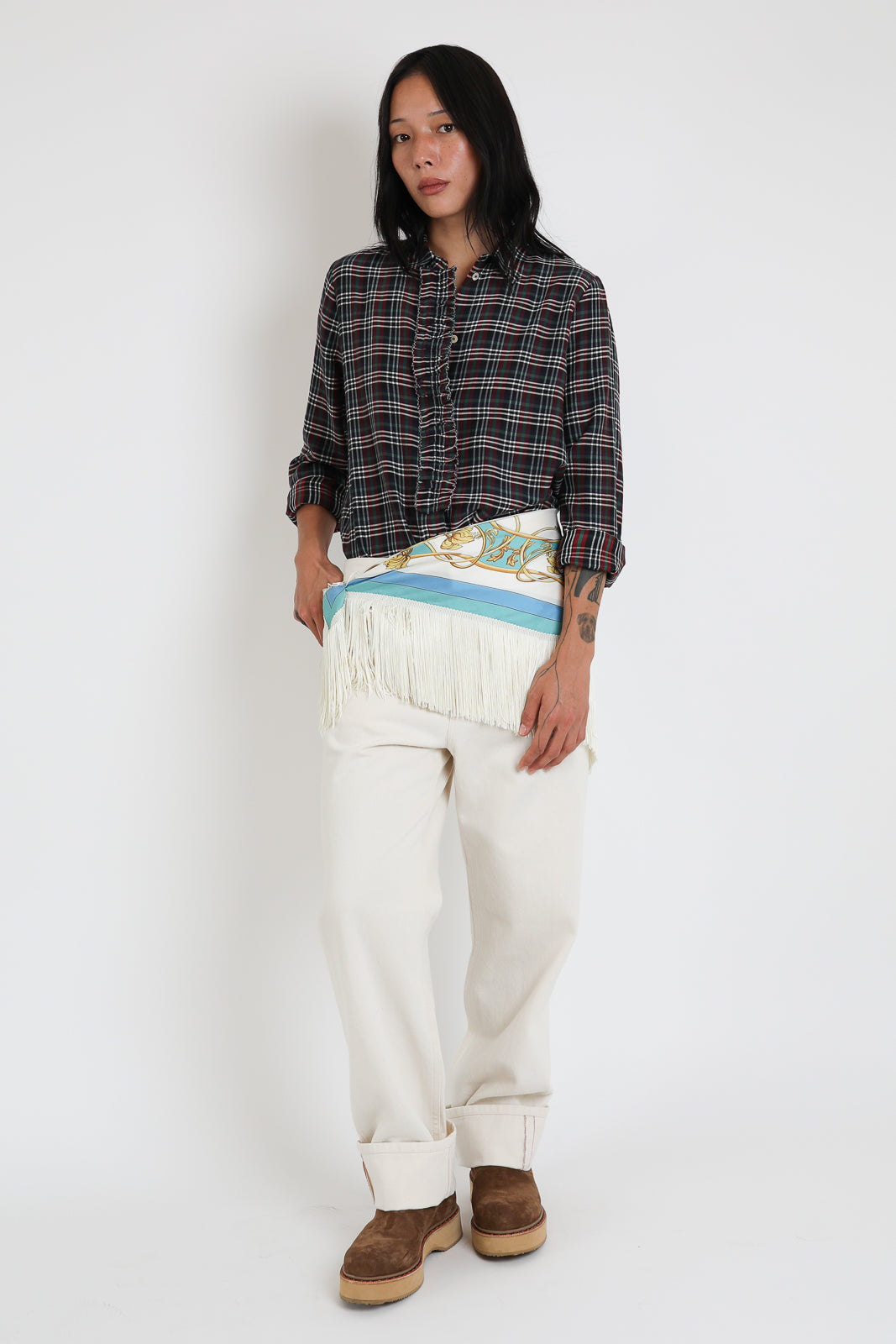 Forte-Forte, Bluse Tartan in Light Royal