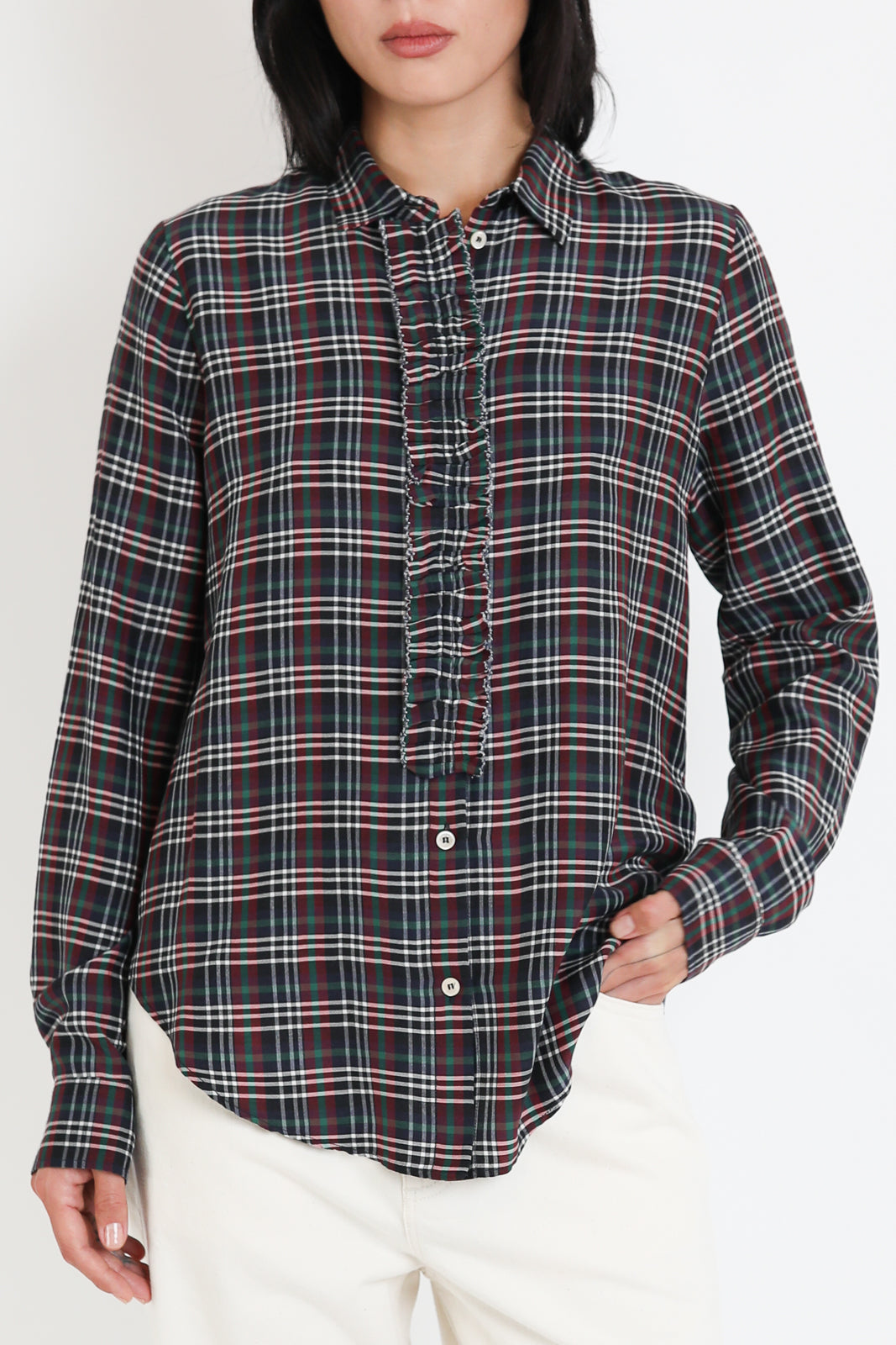 Forte-Forte, Bluse Tartan in Light Royal