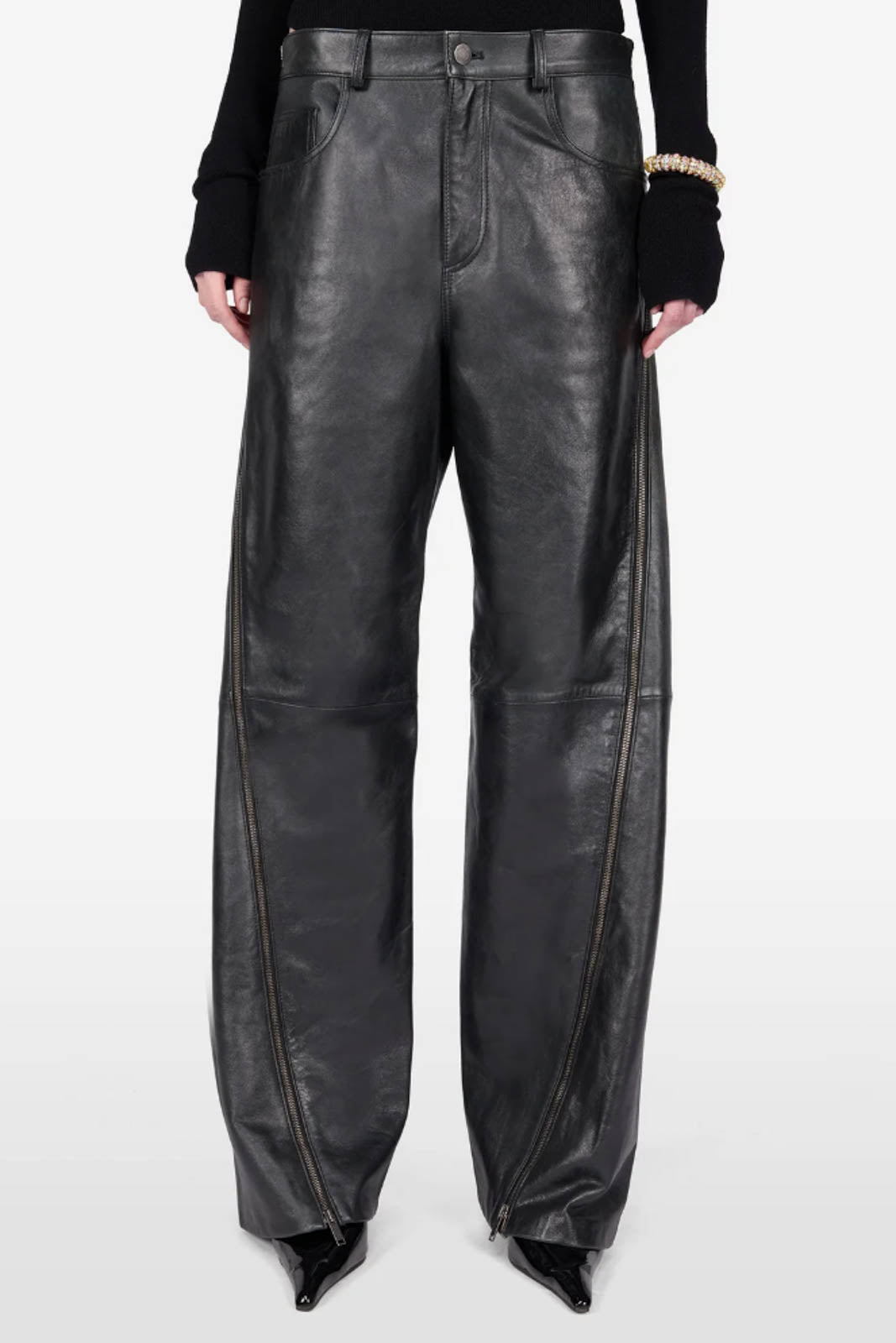 Haikure, Hose Bonnie Zip Silky Leather in Schwarz