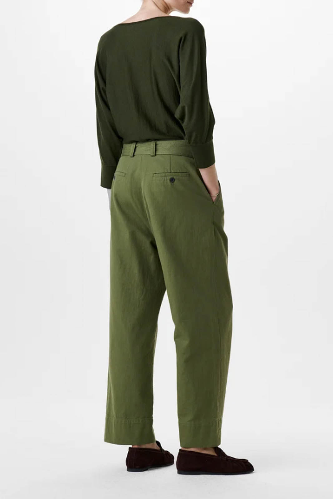Zenggi, pantalon « Cotton Twill Skye » en vert kaki