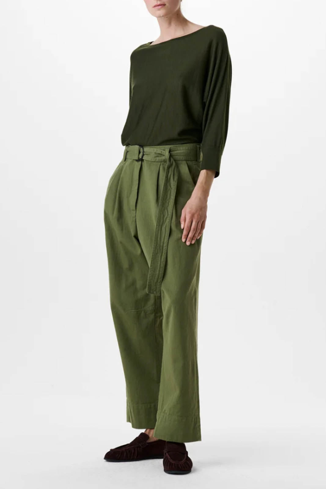 Zenggi, pantalon « Cotton Twill Skye » en vert kaki