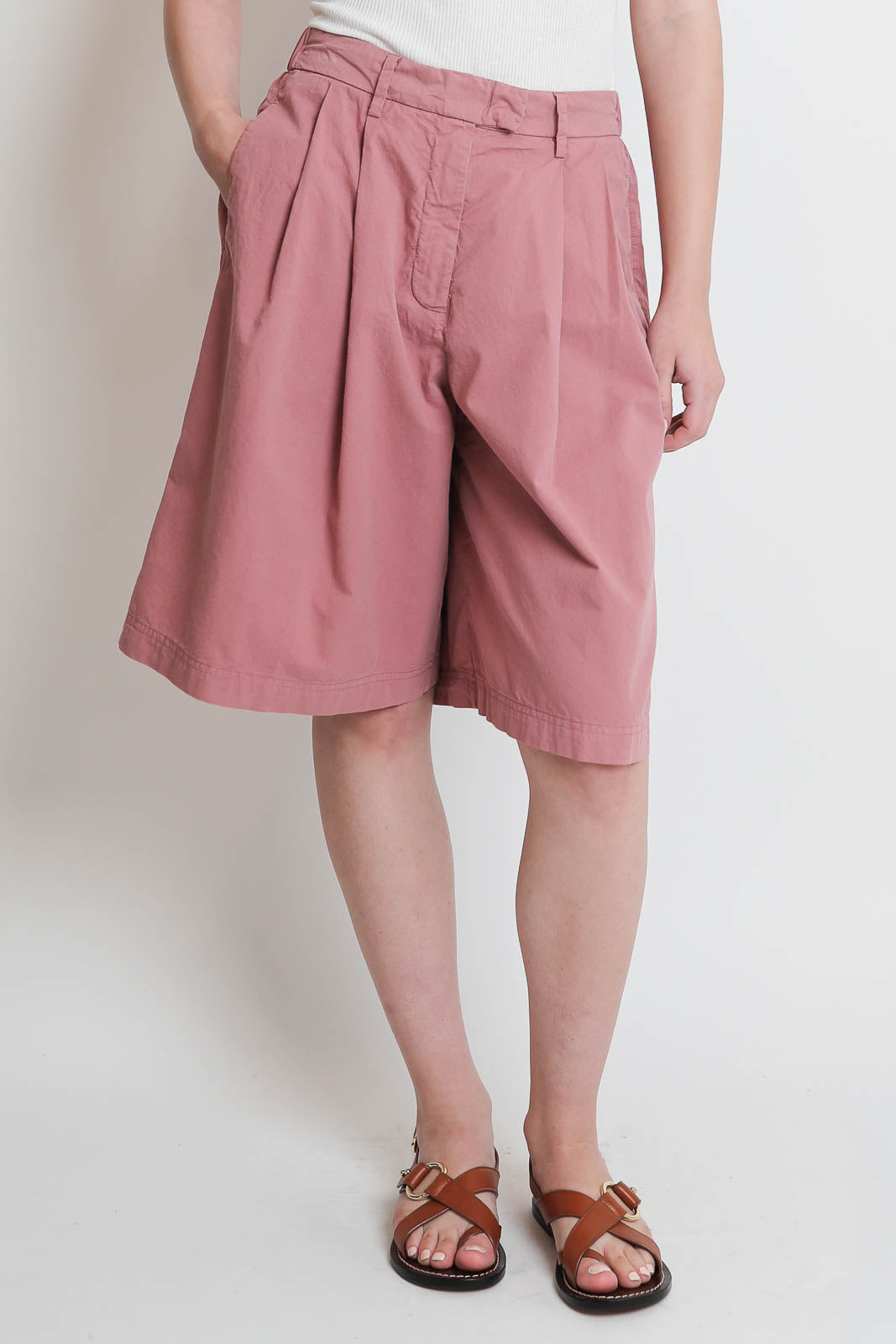Pomandere, Shorts mit Bundfalten in Mauve