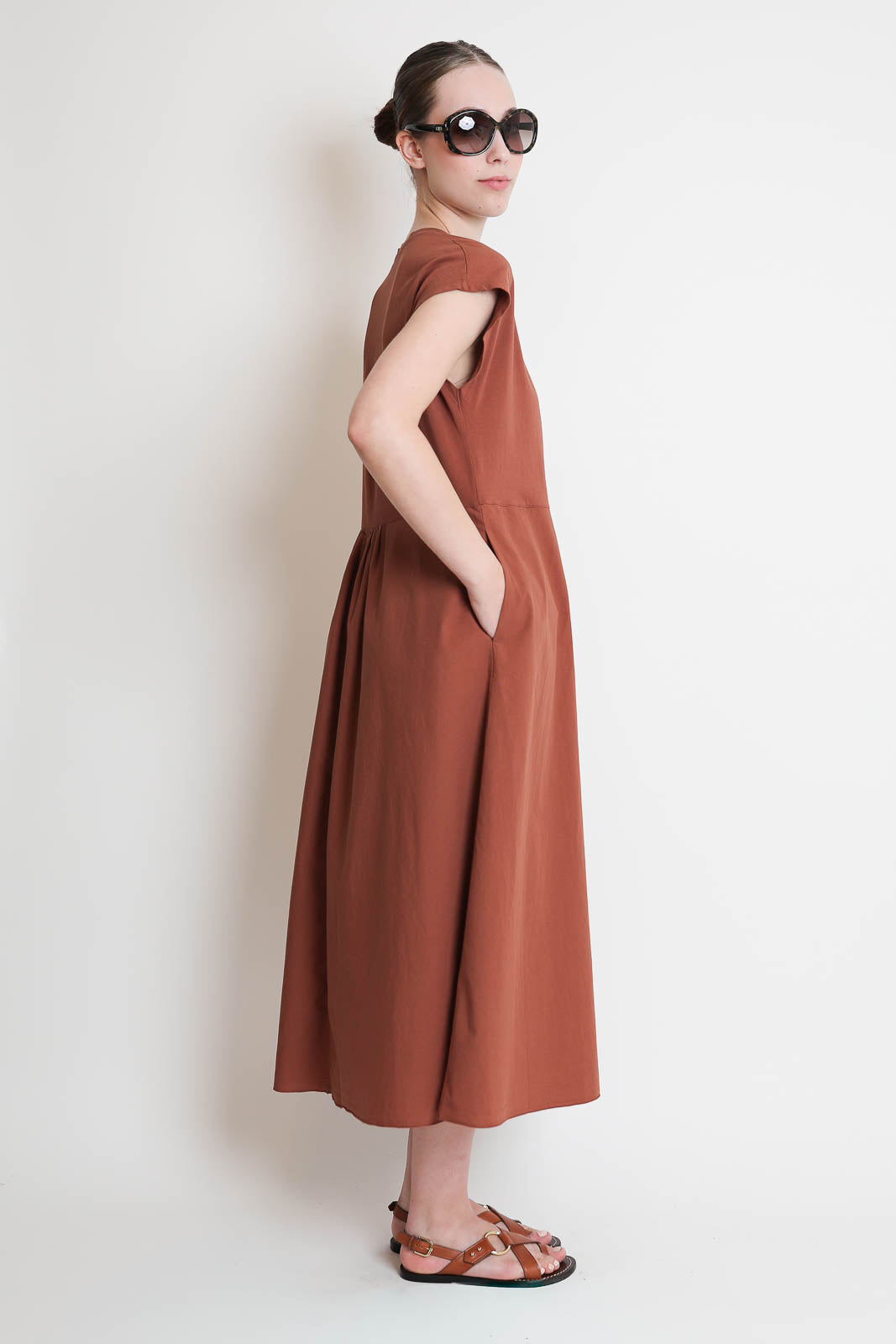 Pomandere, Kleid mit Kurzen Ärmeln in Canyon