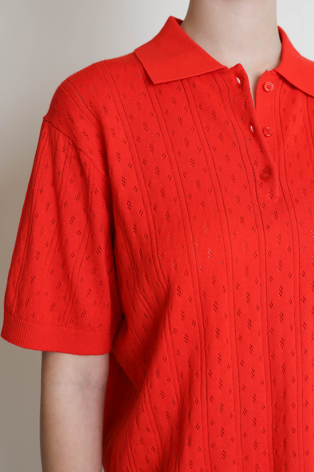 Soft Goat, Top Pointelle Pique in Tomato