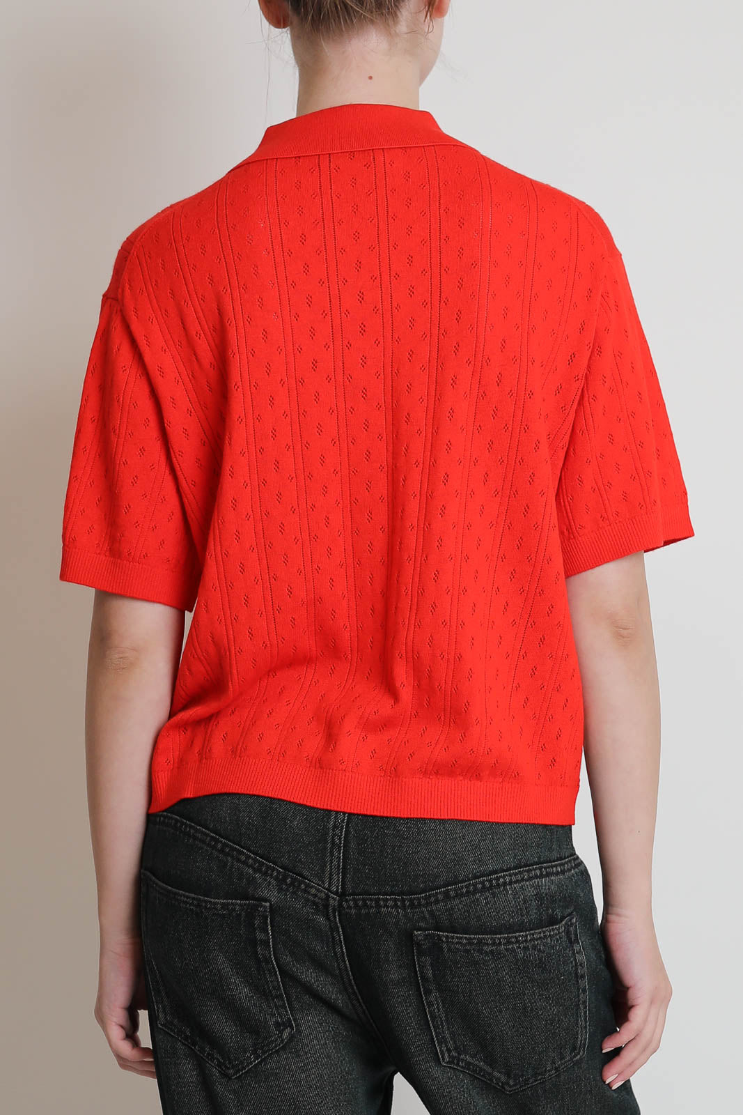 Soft Goat, Top Pointelle Pique in Tomato