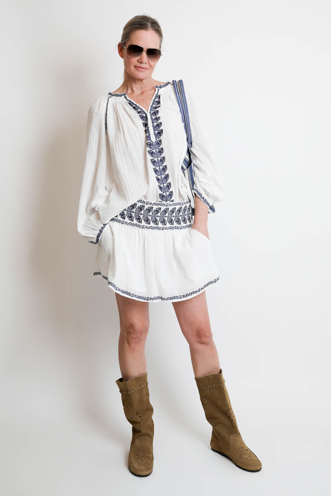 Marant Étoile, Bluse Lena in Ecru/Blue