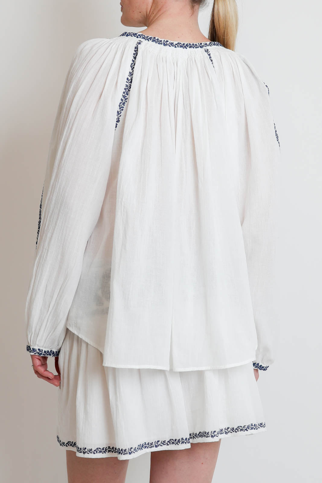 Marant Étoile, Bluse Lena in Ecru/Blue