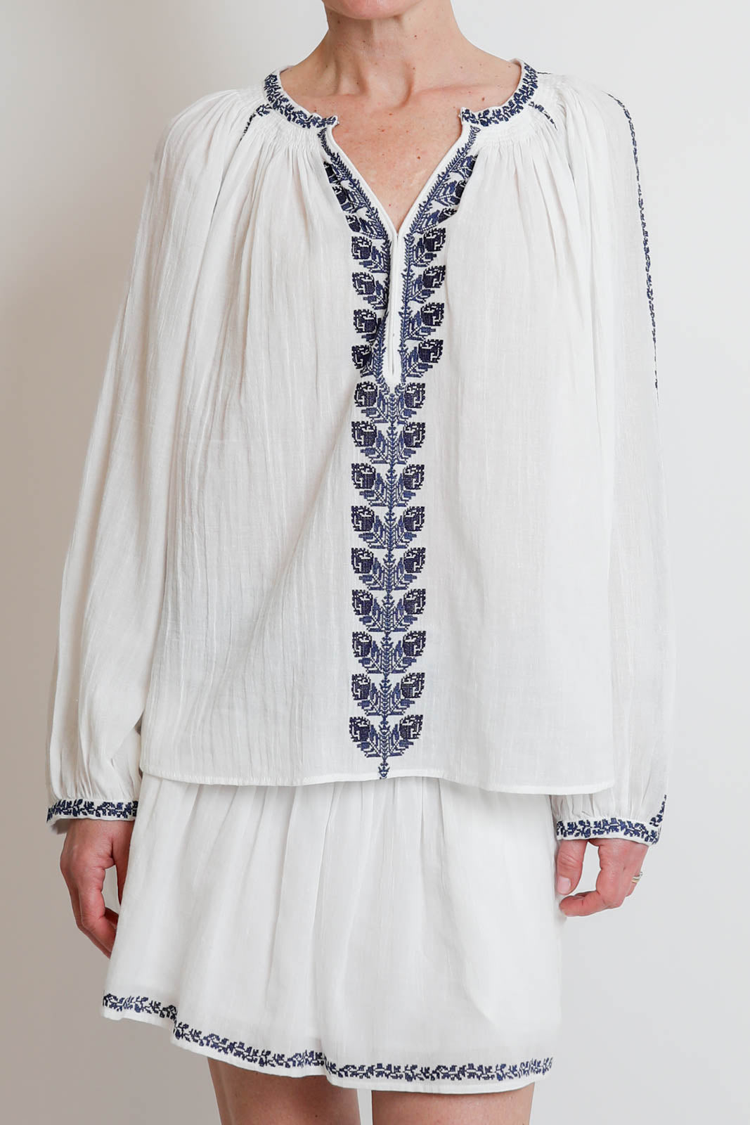 Marant Étoile, Bluse Lena in Ecru/Blue