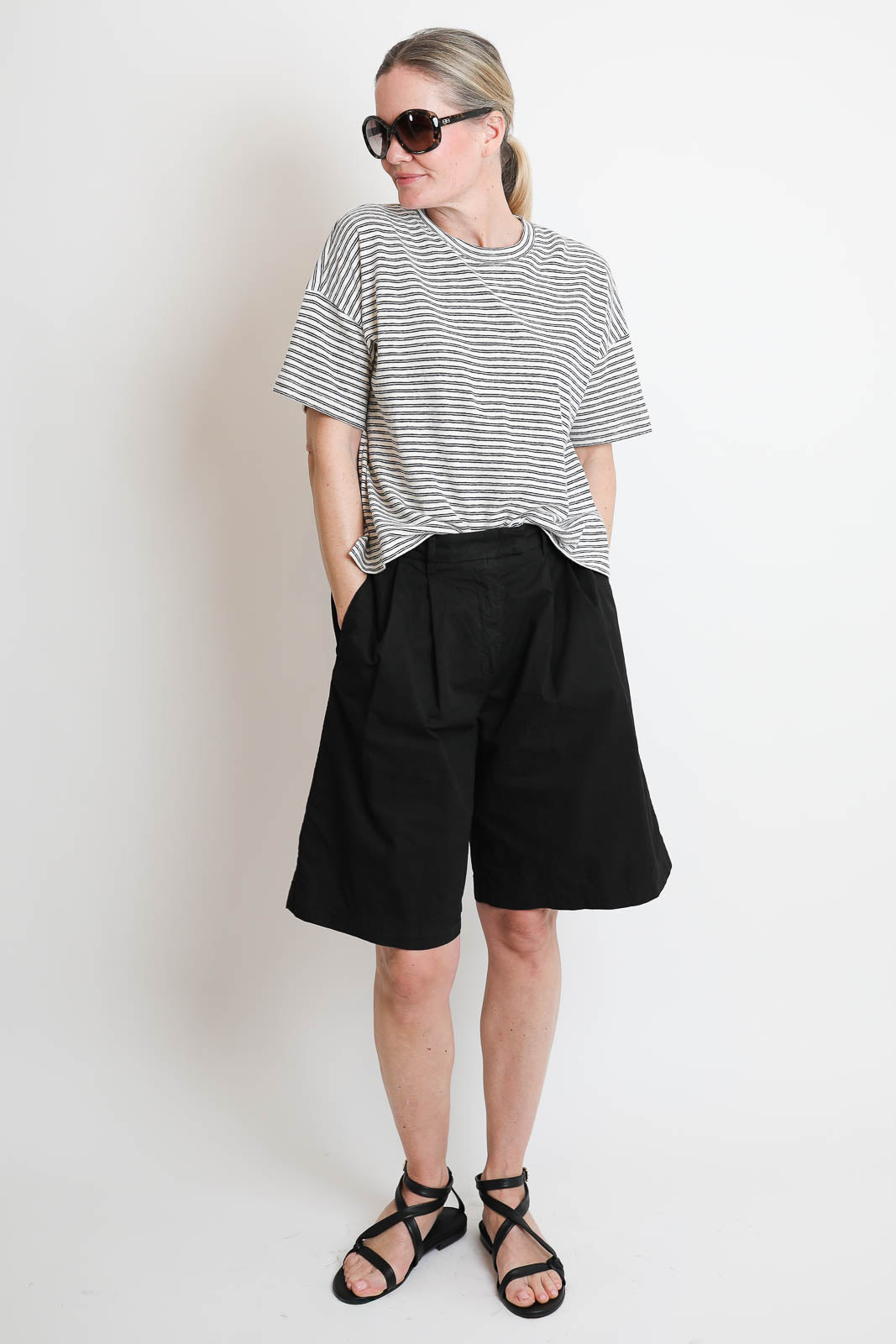 T-Shirt mit Streifen in Navy