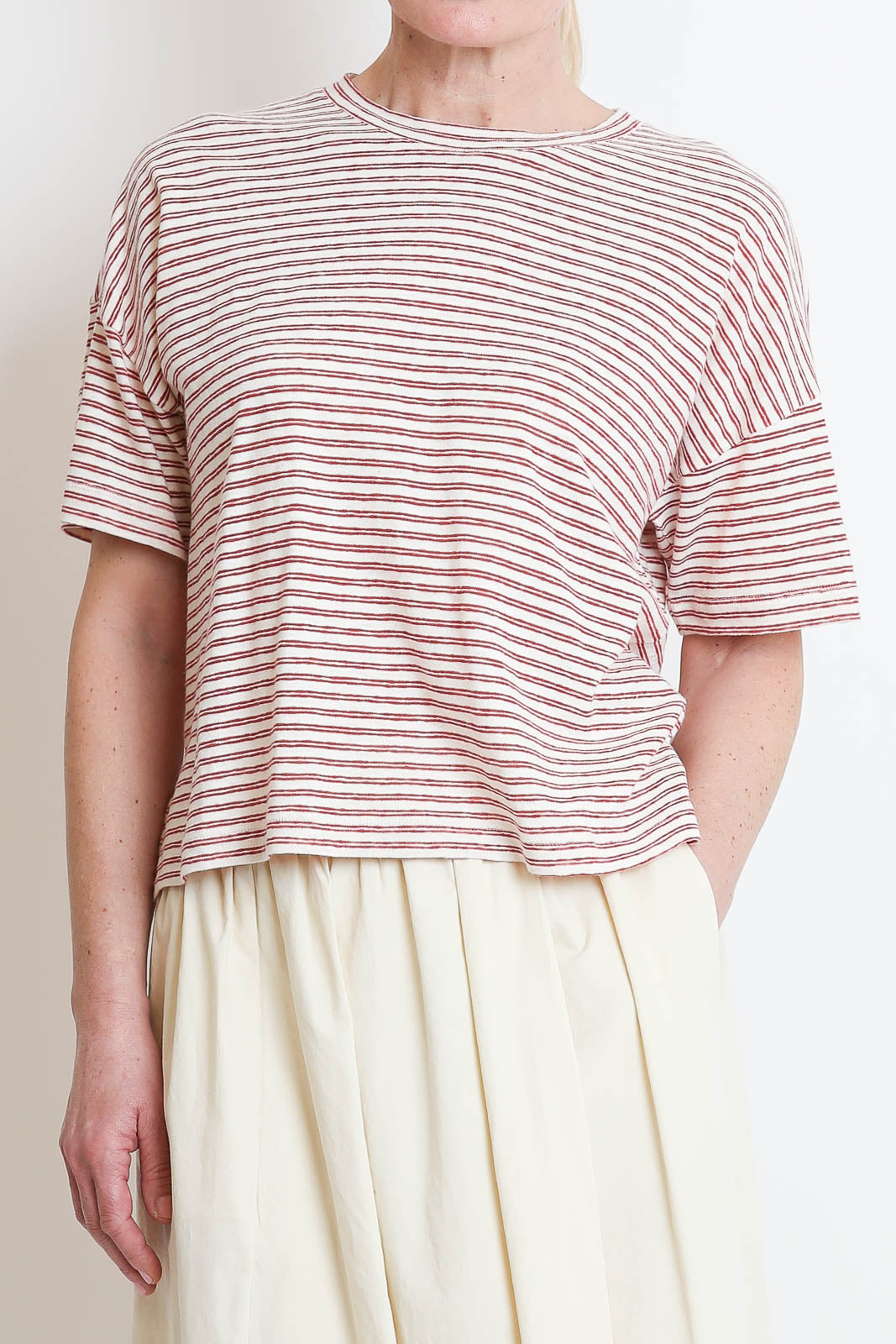 Pomandere, T-Shirt mit Streifen in Lobster