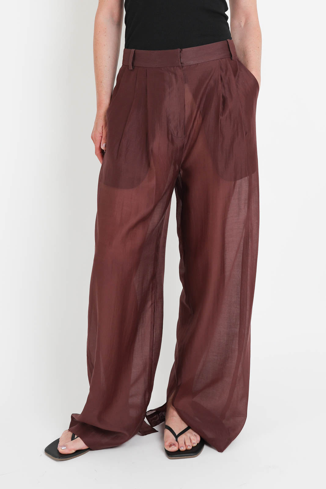 Tibi, Hose Stella Slit in Russet Brown