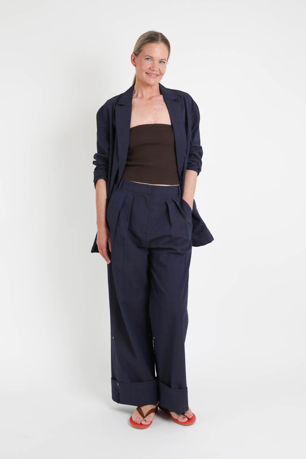 Tibi, Blazer Liam in Navy Multi