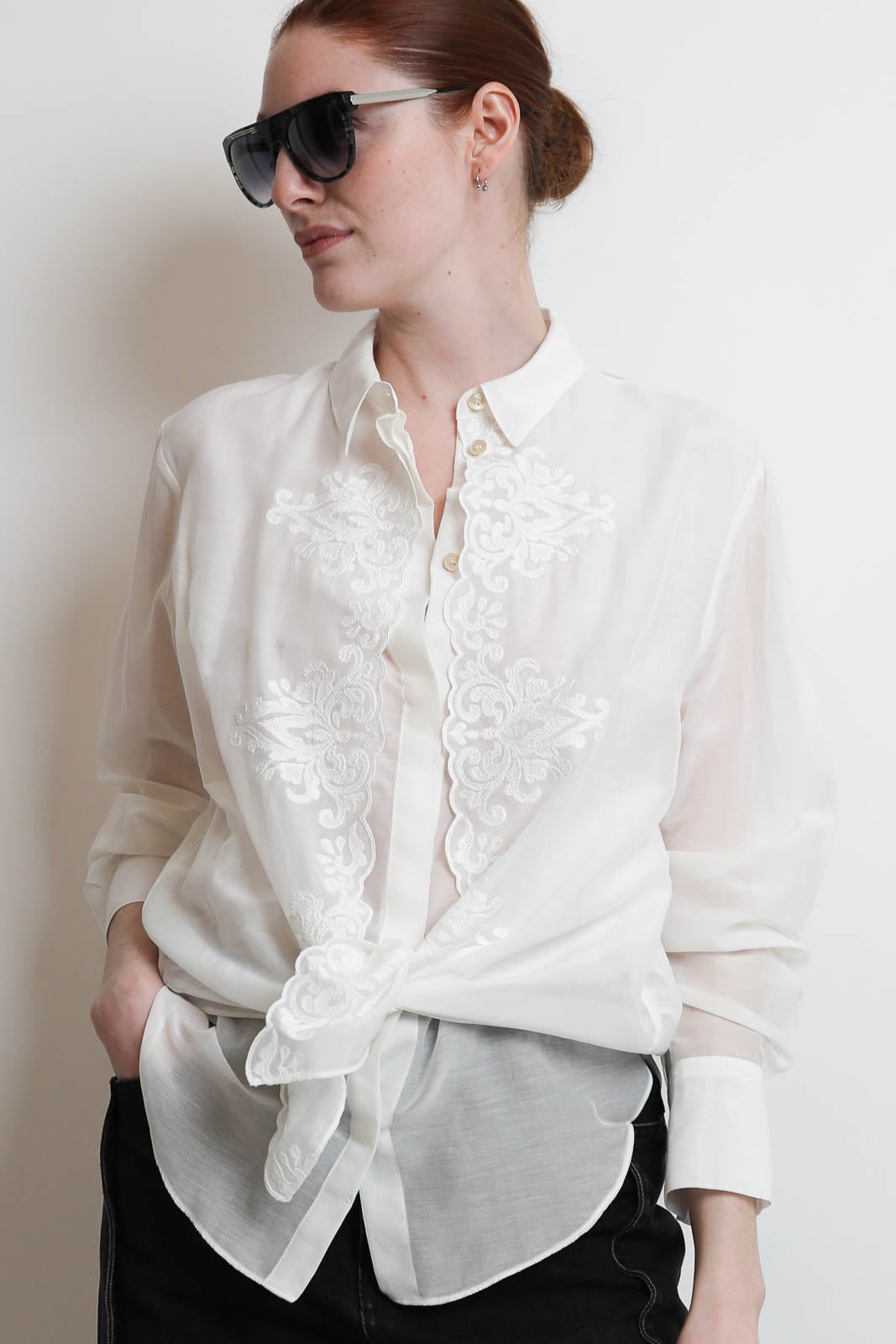 Forte-Forte, Bluse Embroideres in Bianco