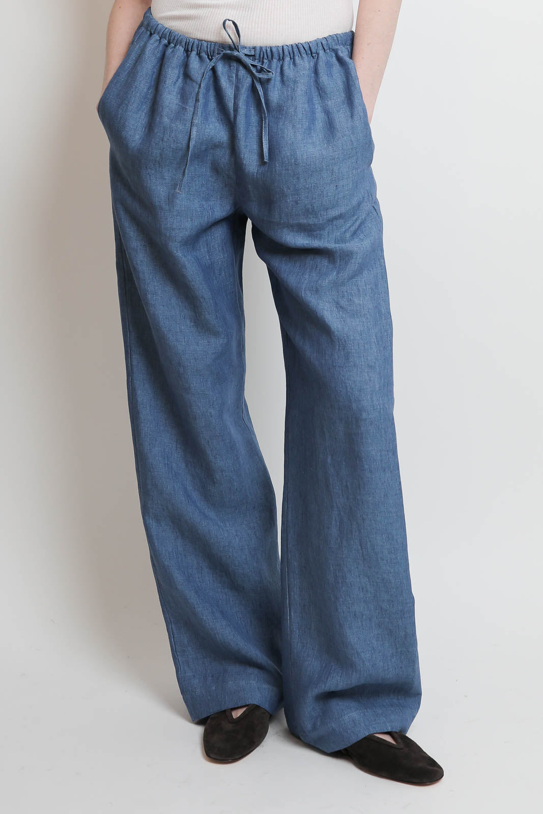 Rohe, Hose Relaxed Linen in Ocean Blue