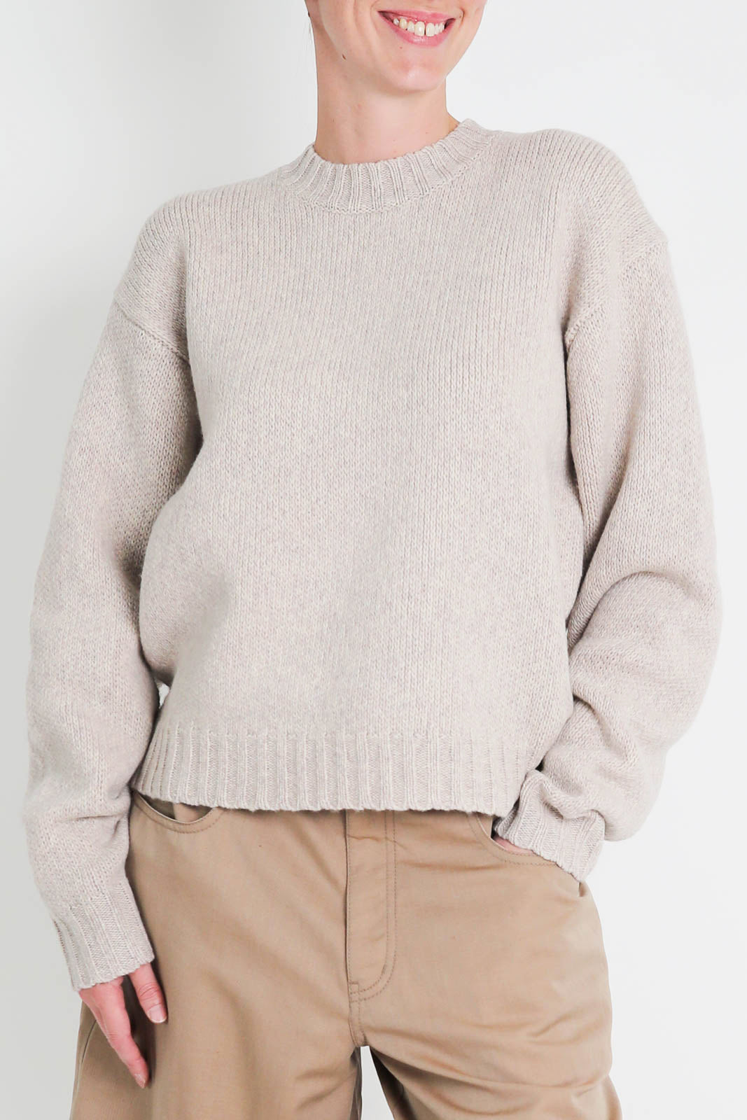6397, Pullover High Crew in Natural