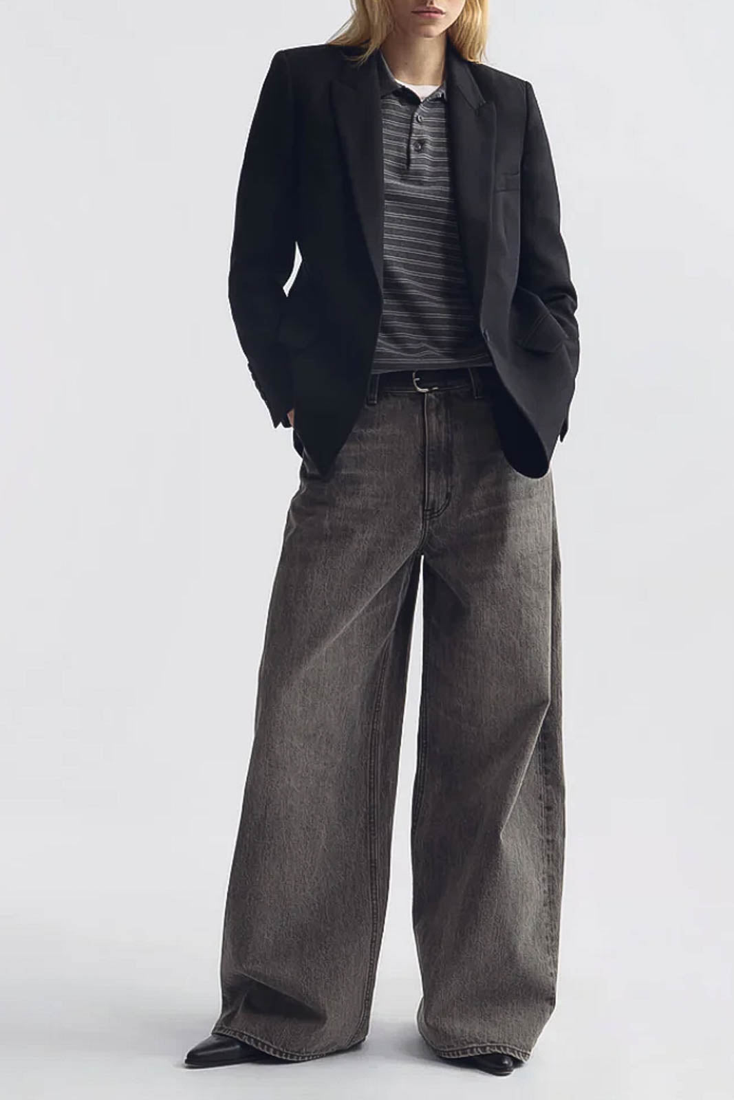 Nili Lotan, Pullover Foley in Charcoal/Ivory Stripe