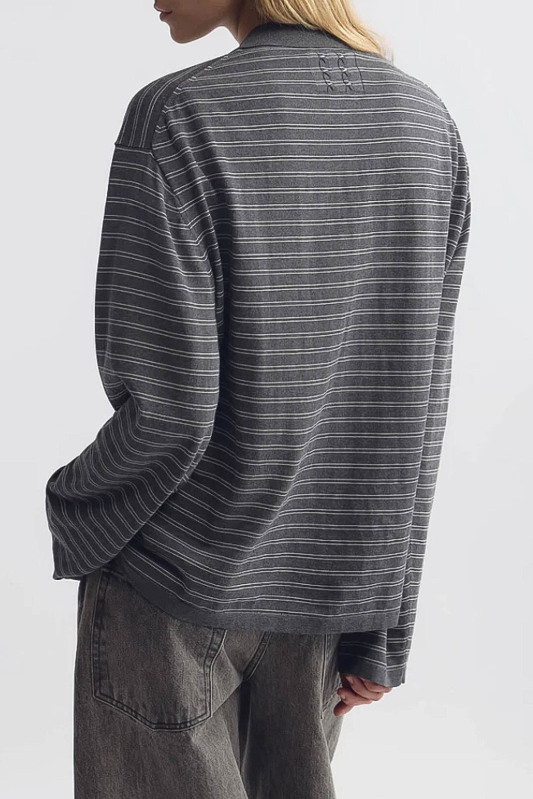 Nili Lotan, Pullover Foley in Charcoal/Ivory Stripe