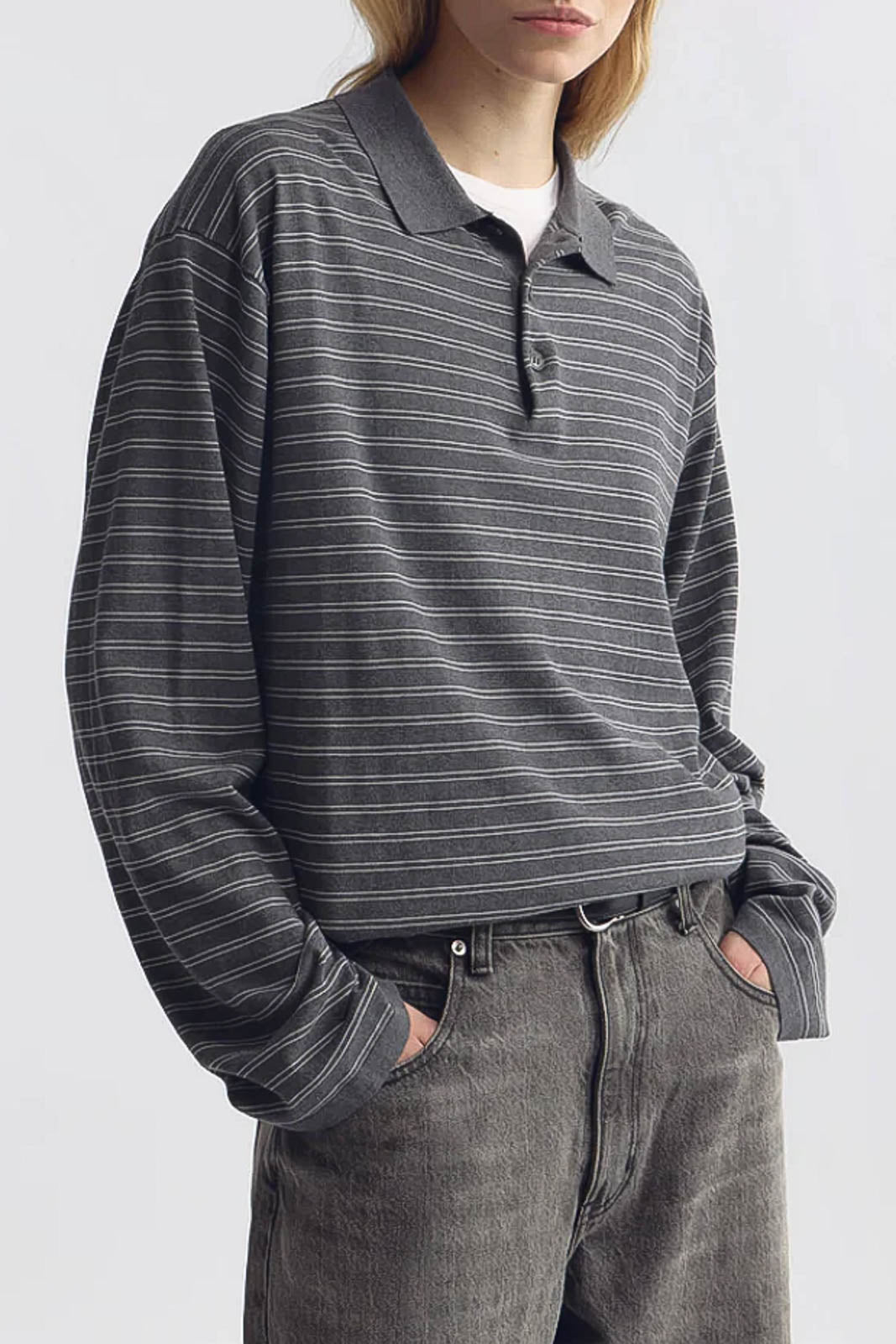 Nili Lotan, Pullover Foley in Charcoal/Ivory Stripe