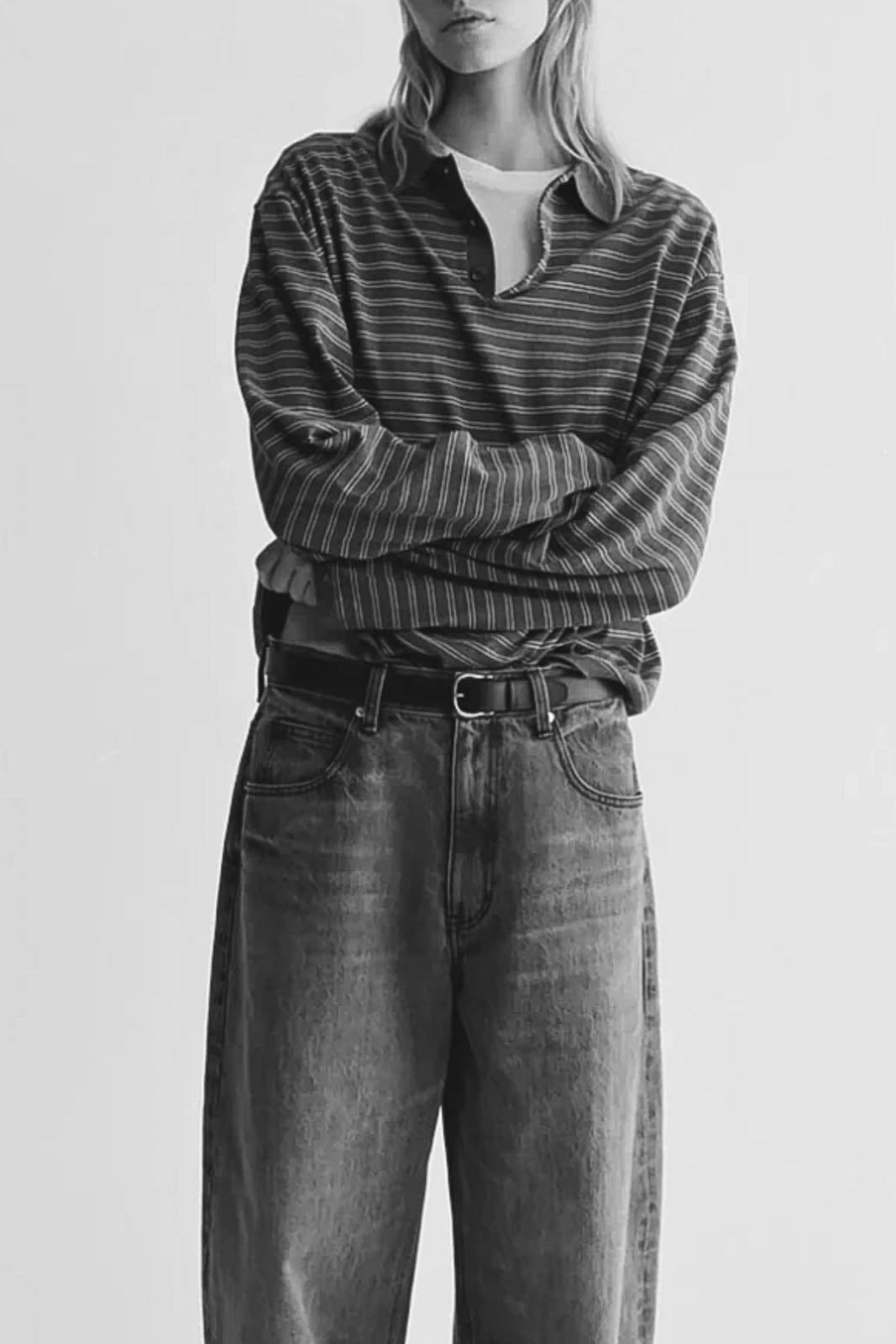Nili Lotan, Pullover Foley in Charcoal/Ivory Stripe