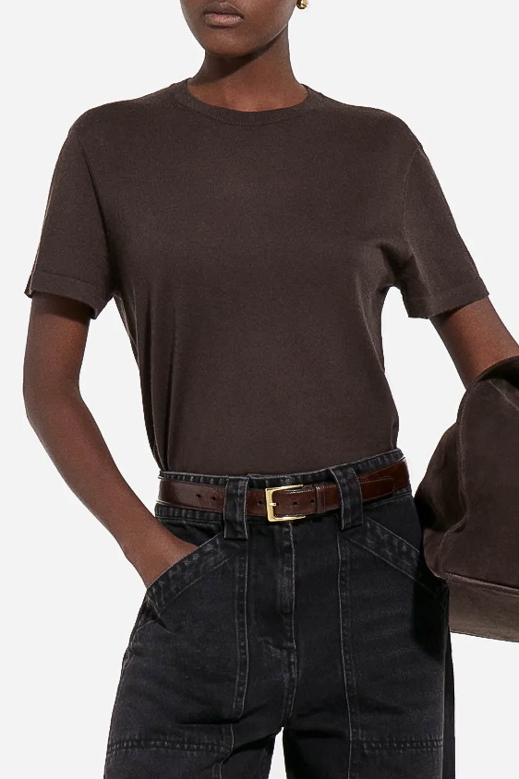 CO, T-Shirt aus Kaschmir in Chocolate