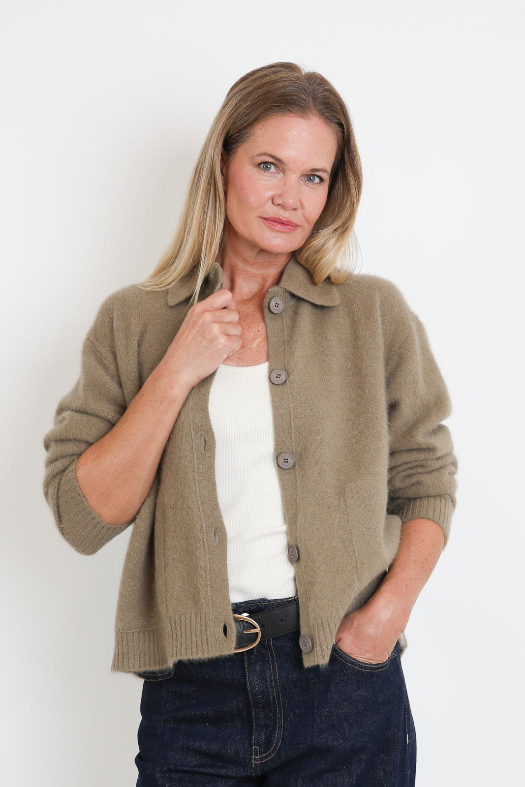 CTPlage, Cardigan Polo in Camel