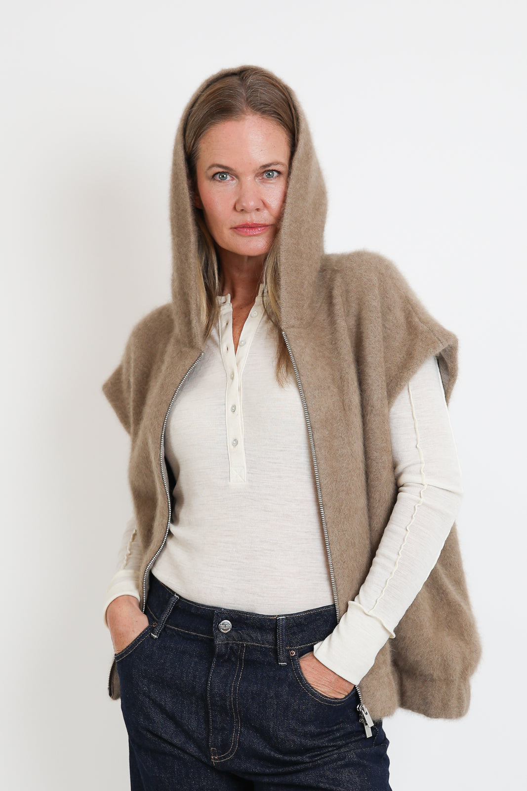 CTPlage, Gilet mit Kapuze in Camel