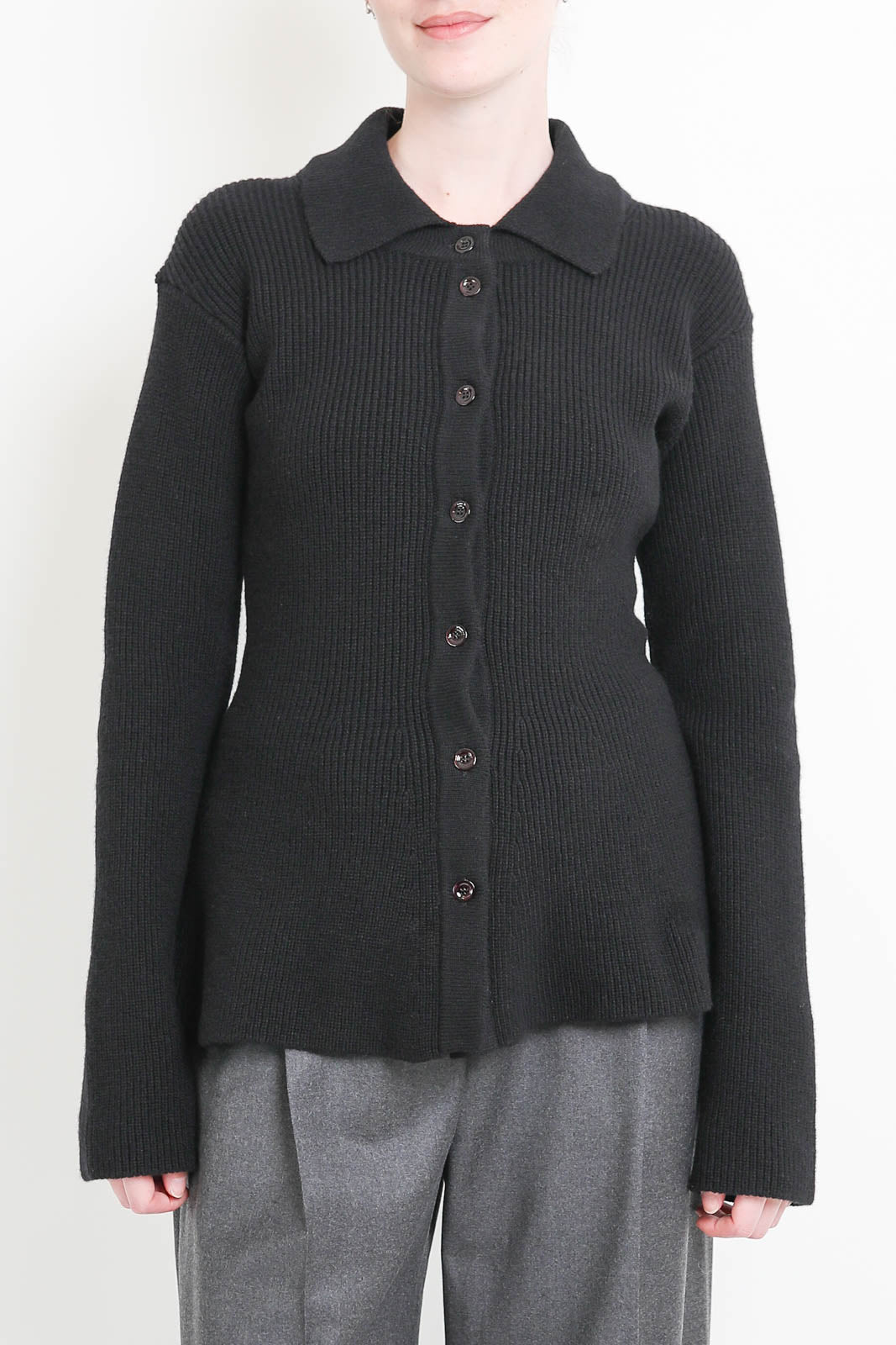 Rohe, Cardigan Waisted Rib in Schwarz