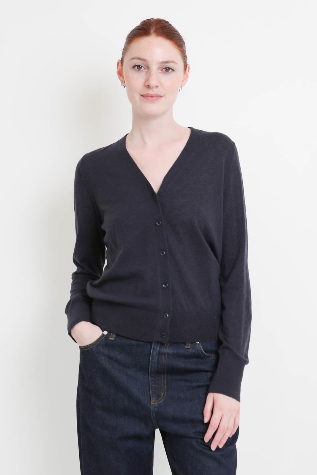 Tibi, Cardigan Shrunken in Navy