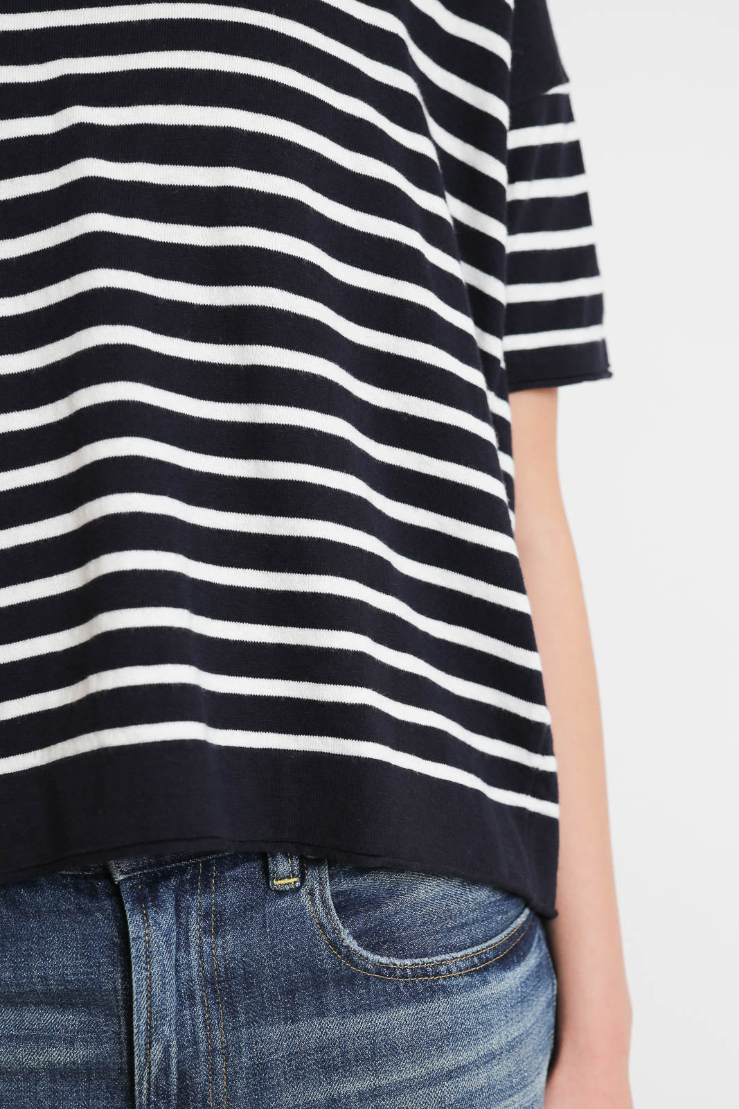 C. T. Plage, T-Shirt Cotton-Blend in Navy x White