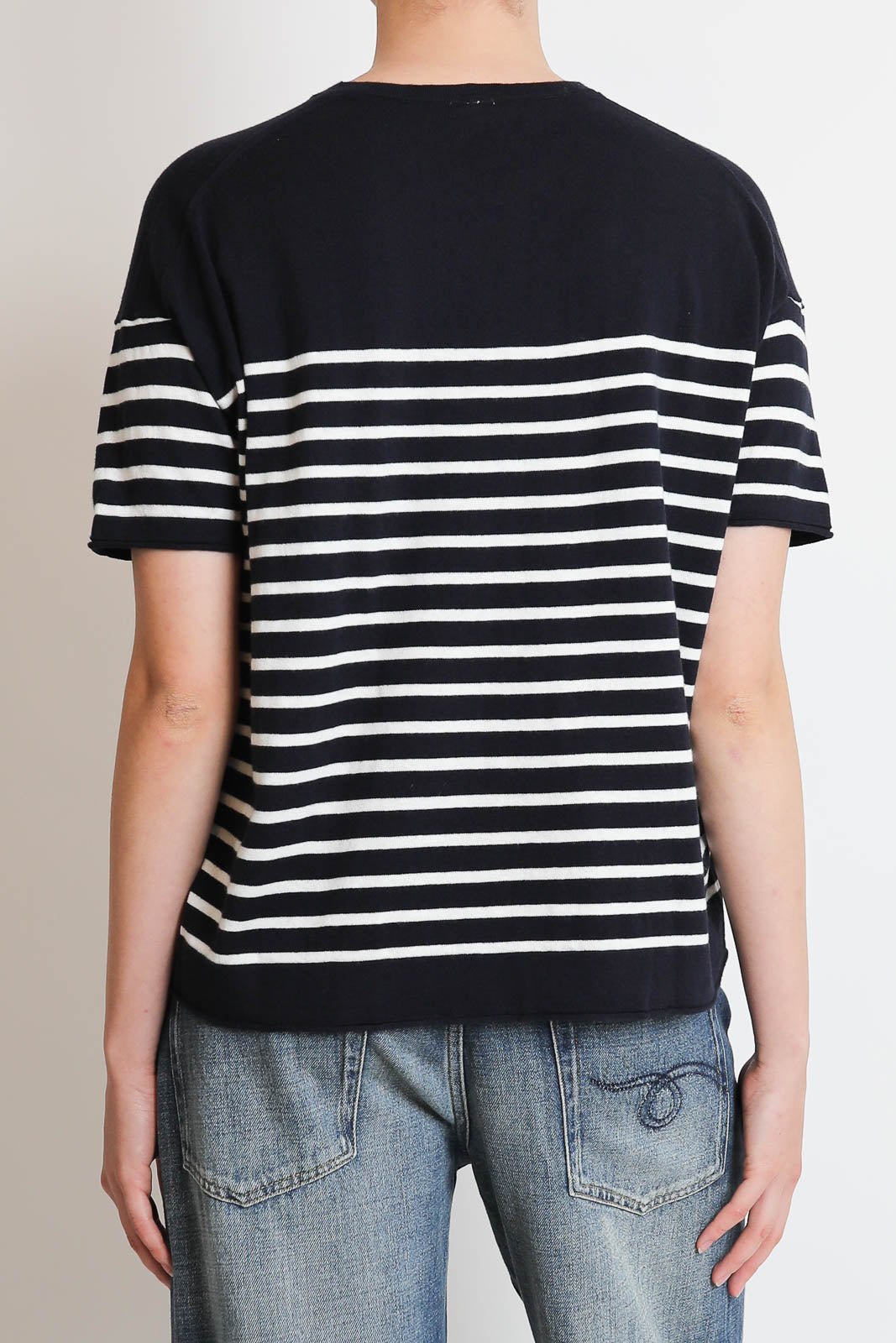 C. T. Plage, T-Shirt Cotton-Blend in Navy x White