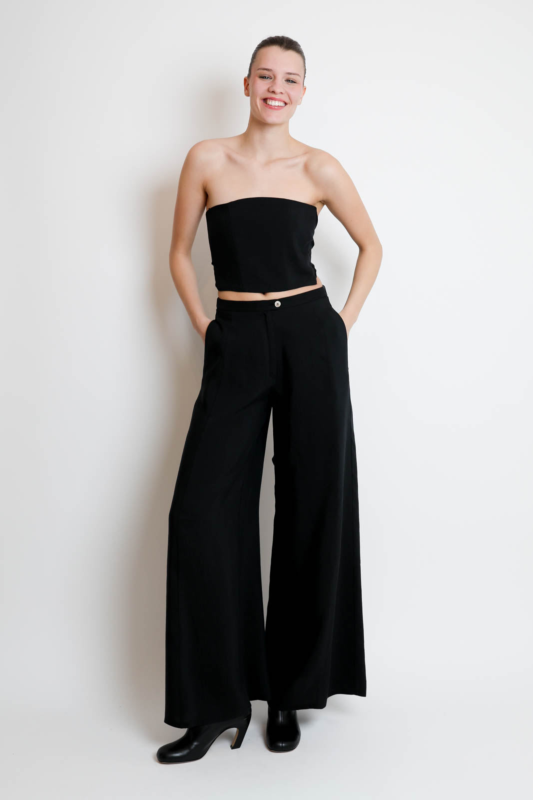 Forte-Forte, Hose Slubbed Linen in Schwarz