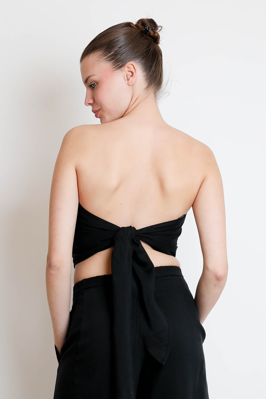 Forte-Forte, Top Slubbed Bustier in Schwarz