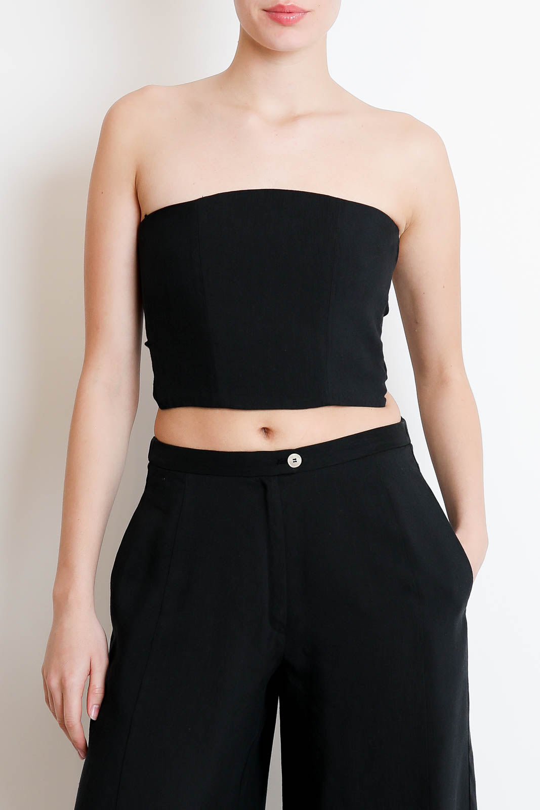 Forte-Forte, Top Slubbed Bustier in Schwarz