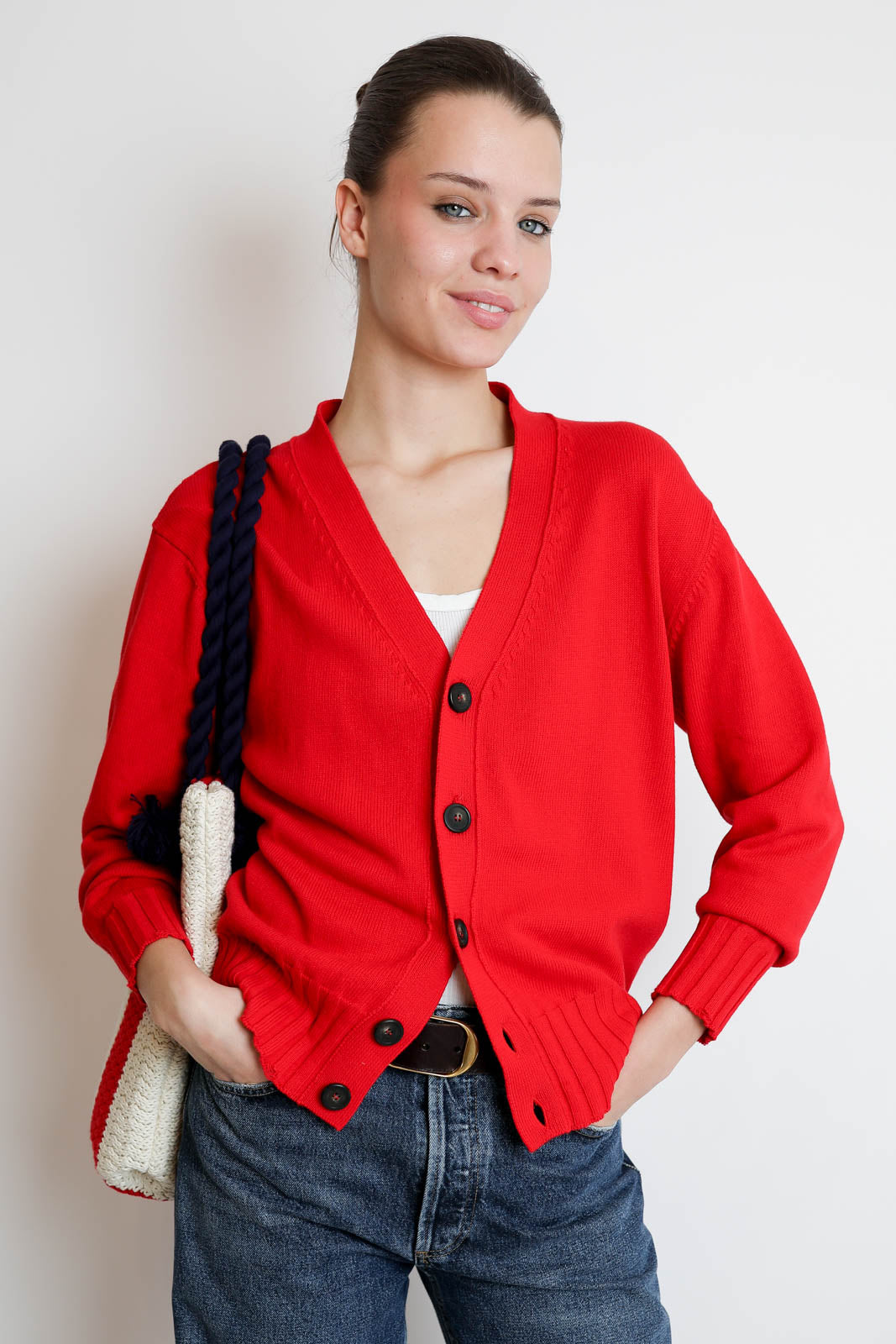 Atomo Factory, Cardigan aus Baumwolle in Rosso