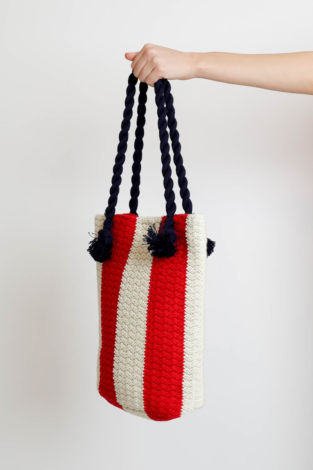 Atomo Factory, Tasche aus Baumwolle in Bianco/Rosso/Sabbia