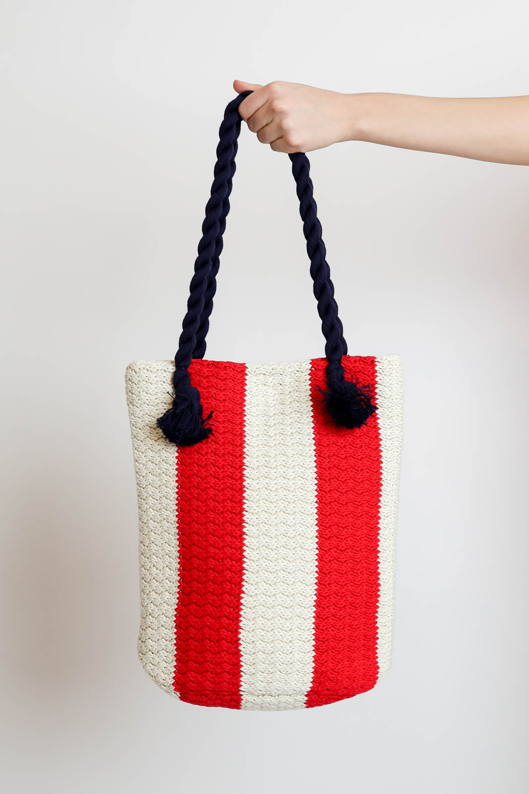 Atomo Factory, Tasche aus Baumwolle in Bianco/Rosso/Sabbia