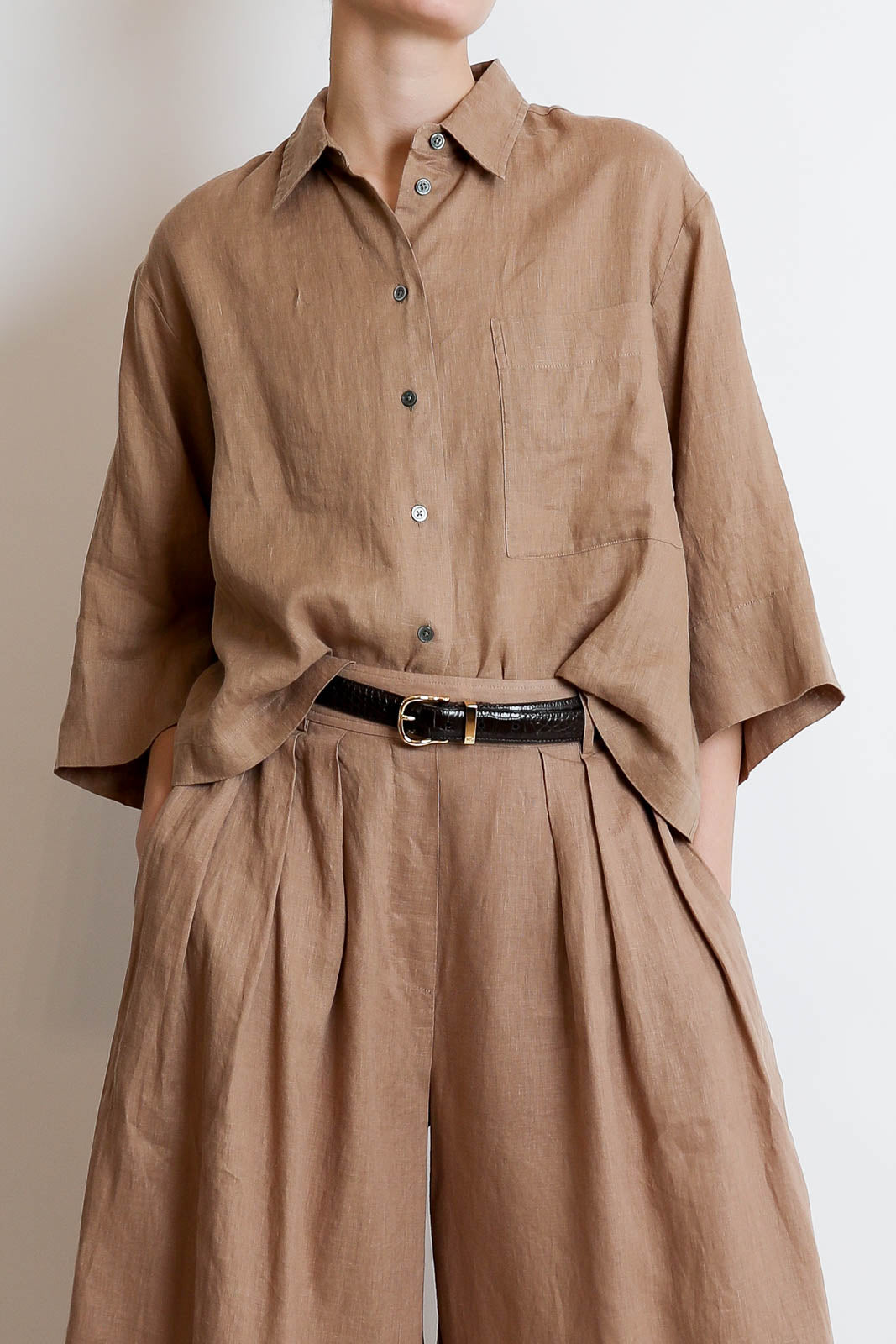 Zenggi, Bluse Washed Linen in Cafe au Lait