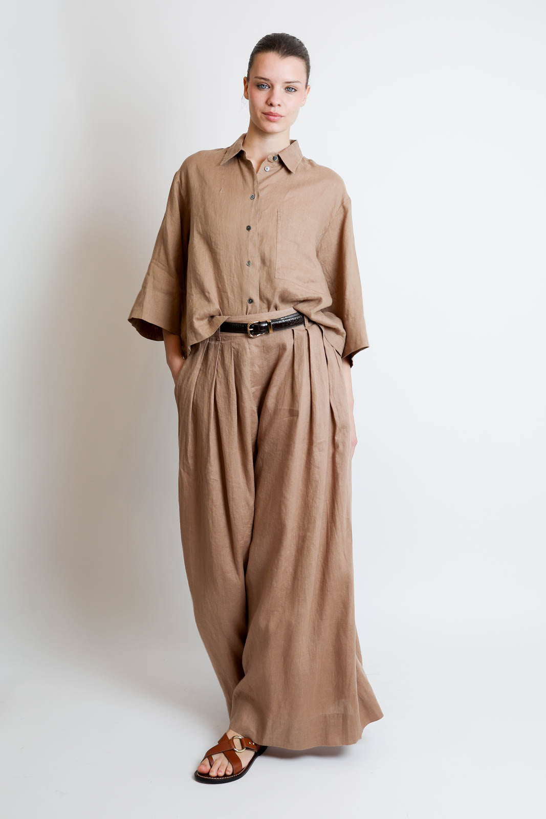Zenggi, Hose/Culotte Washed Linen in Cafe au Lait