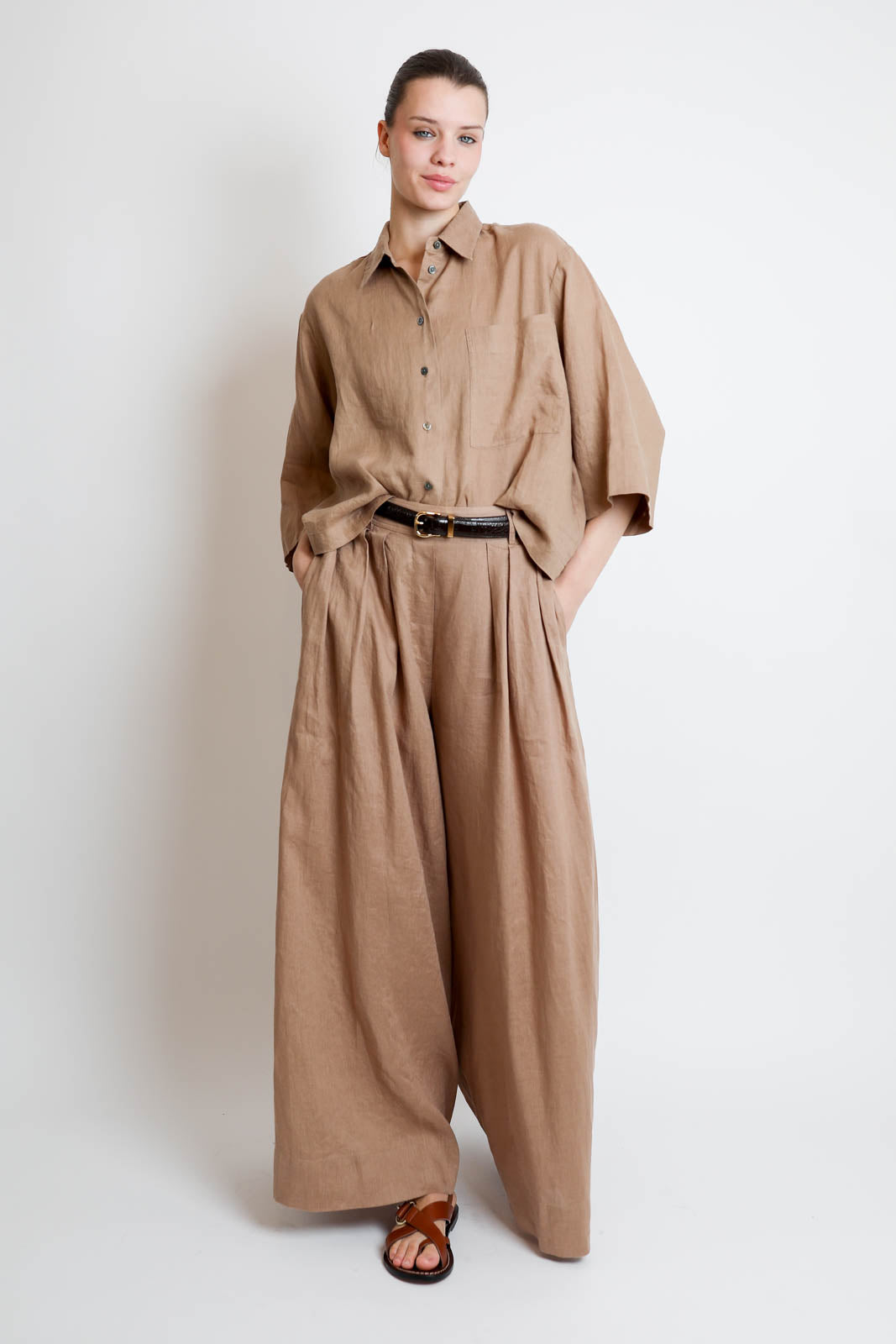 Zenggi, Bluse Washed Linen in Cafe au Lait