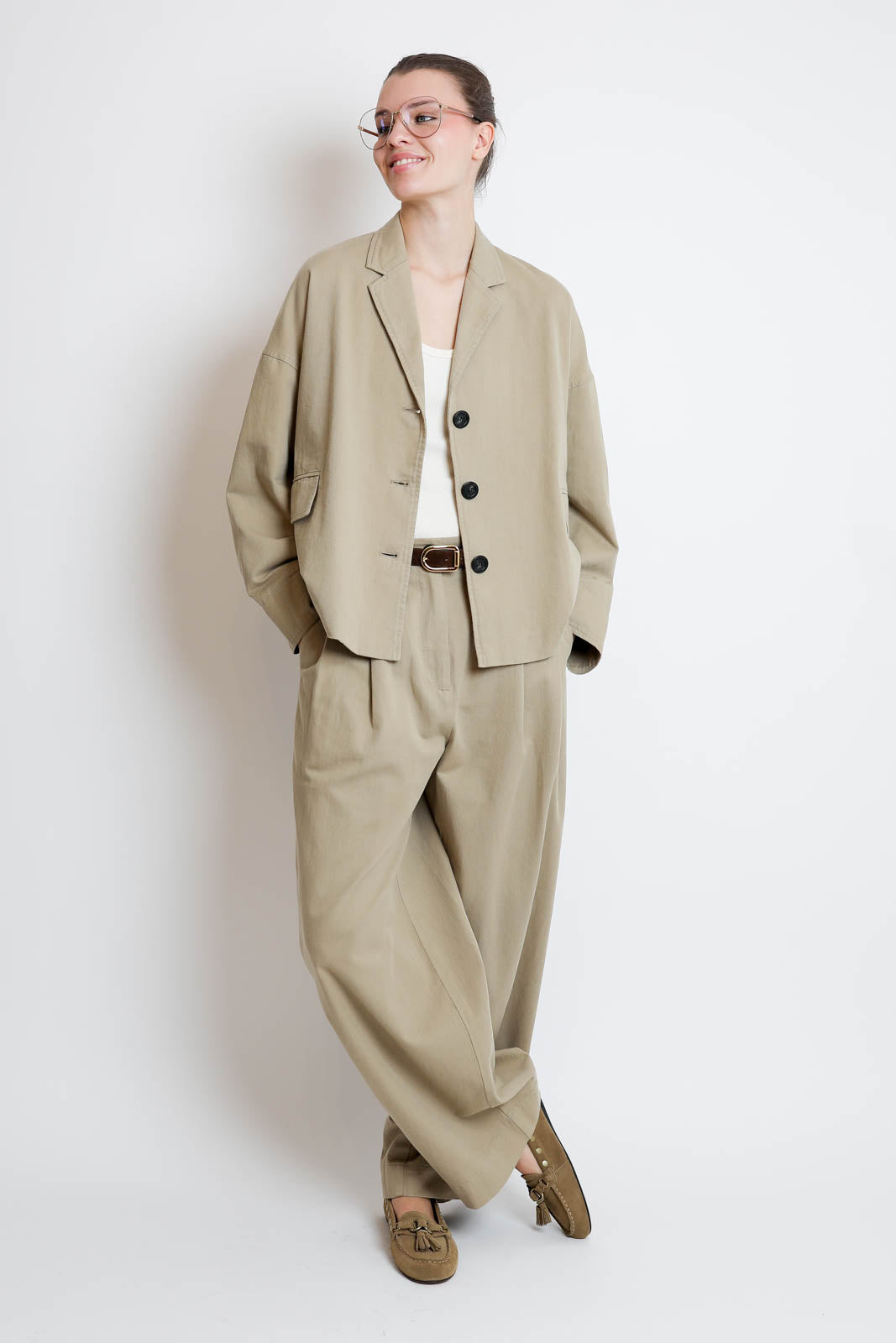 Zenggi, Blazer Cotton Twillloose in Khaki