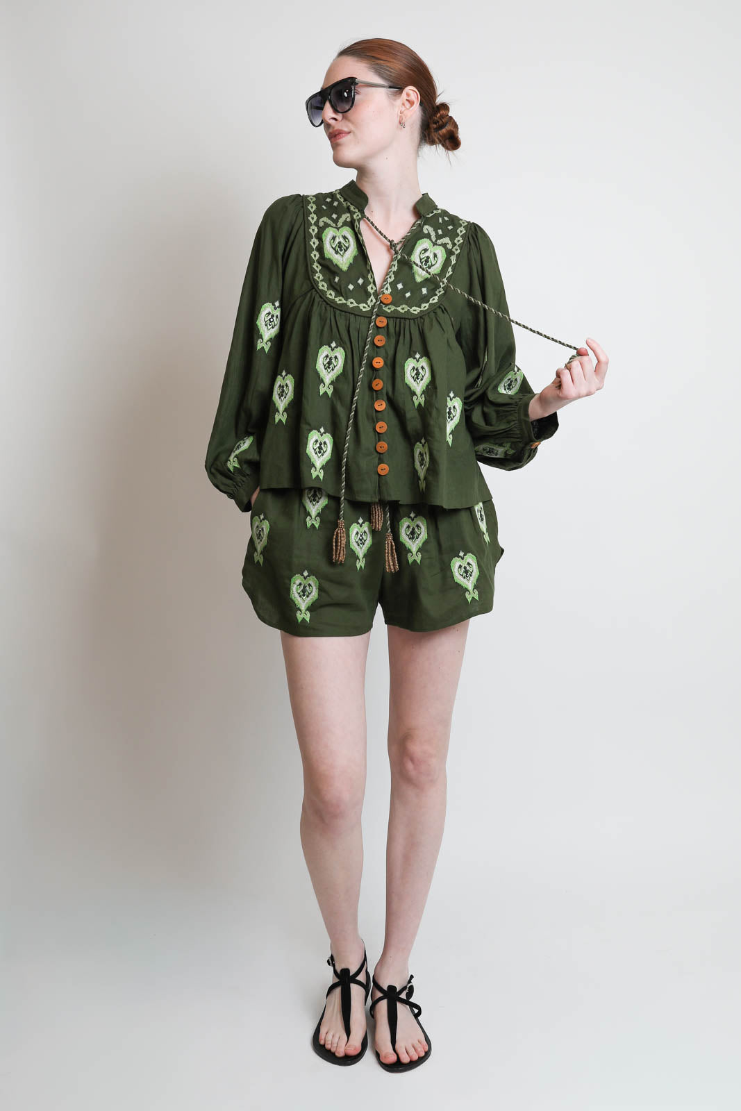 Farm Rio, Shorts Heart Tapestry in Grün