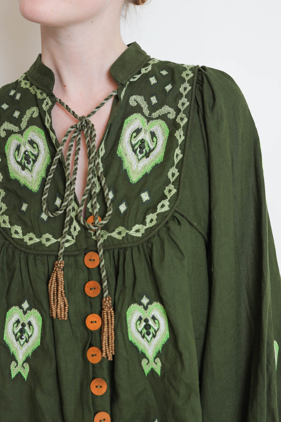 Farm Rio, Bluse Embroidered in Grün