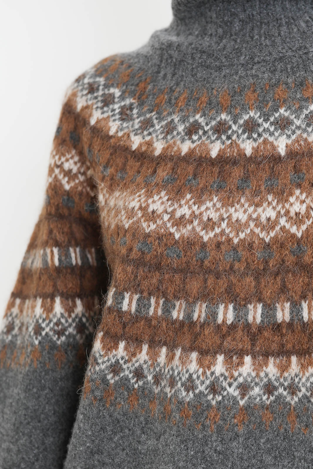 Zenggi, Pullover Chunky Fair Isle in Dark Grey Melange