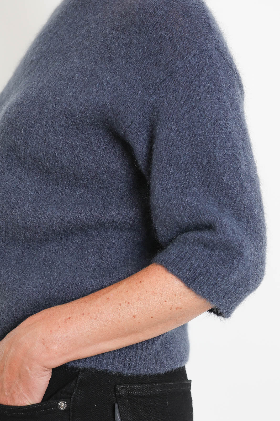 Pomandère, Pullover aus Mohair in Petrol