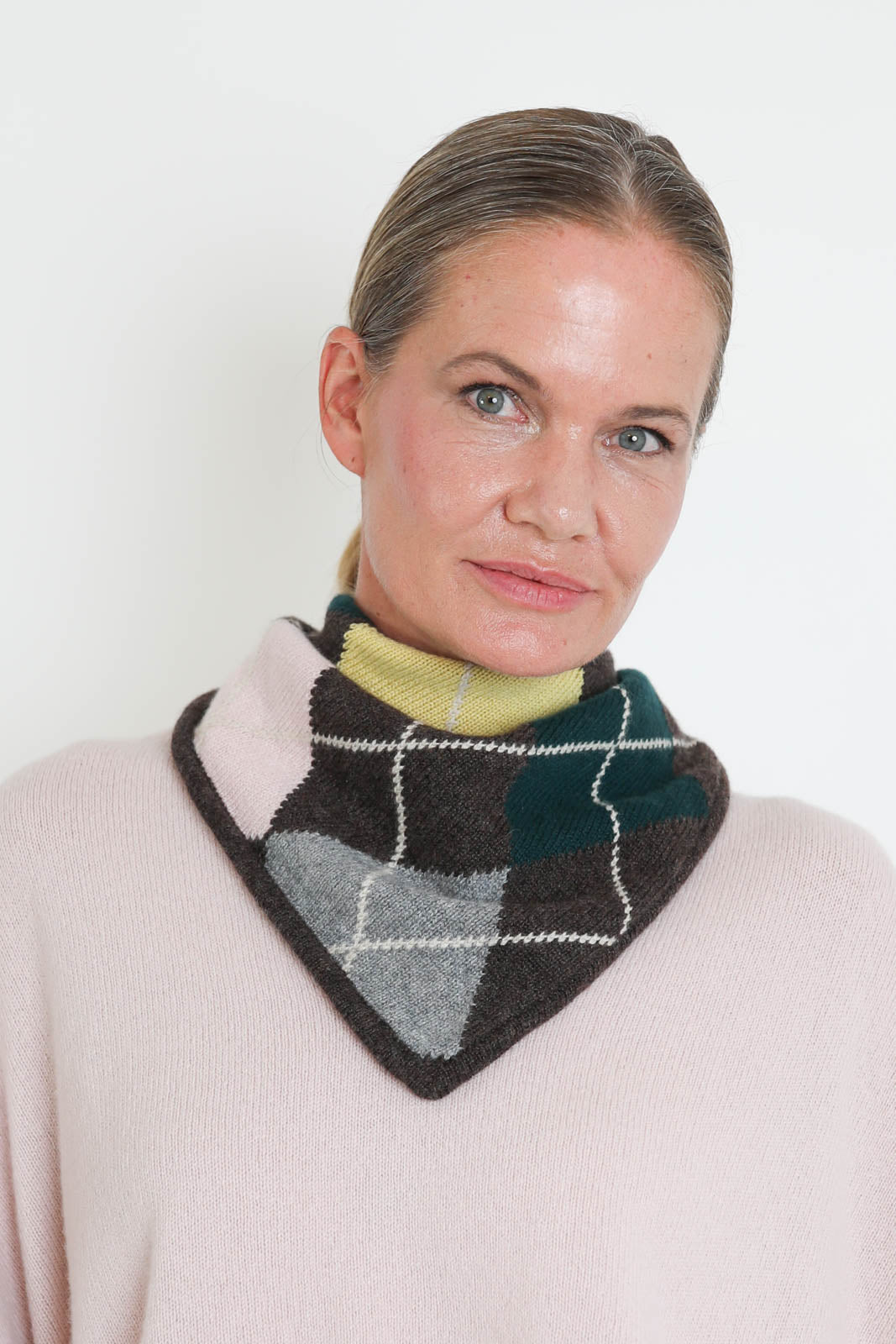 &Daughter, Foulard Fionn Argyle in Porcupine with Pink & Cowslip